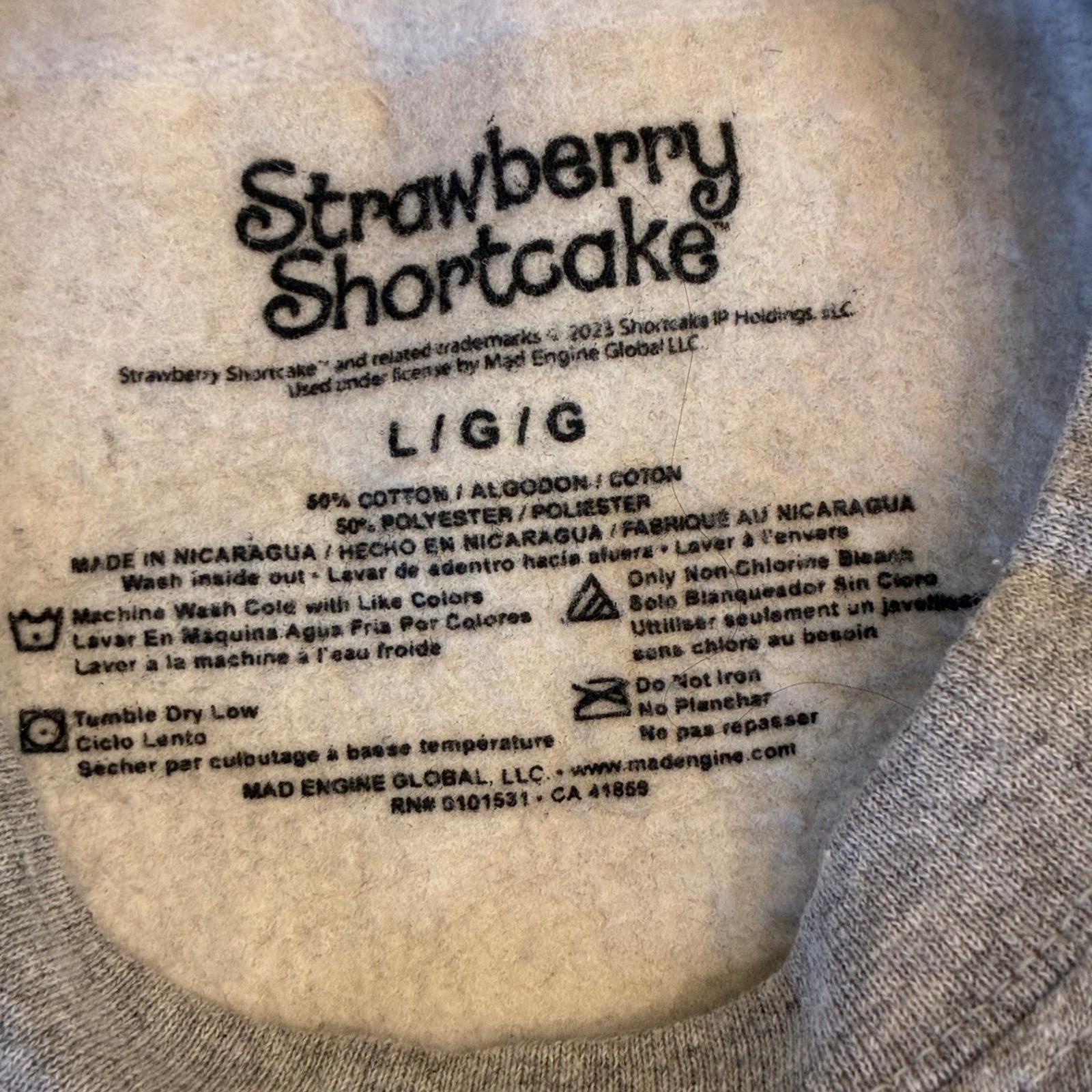 Vintage Strawberry Shortcake Life Is Sweet Graphic Fleece Sweatshirt Large Gray