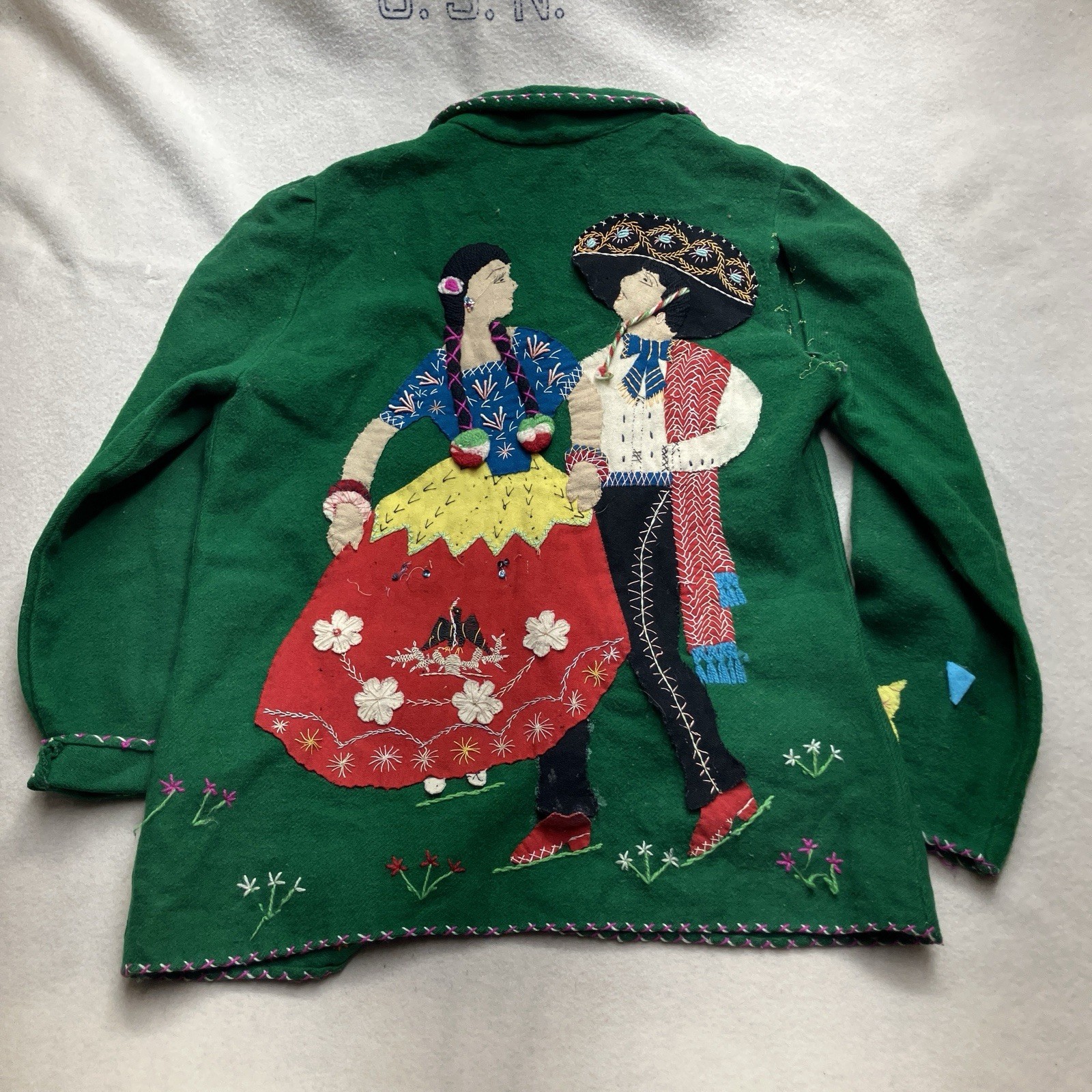 Vintage 60’s Embroidered Wool Mexican Souvenir Jacket S/M Western Rockabilly