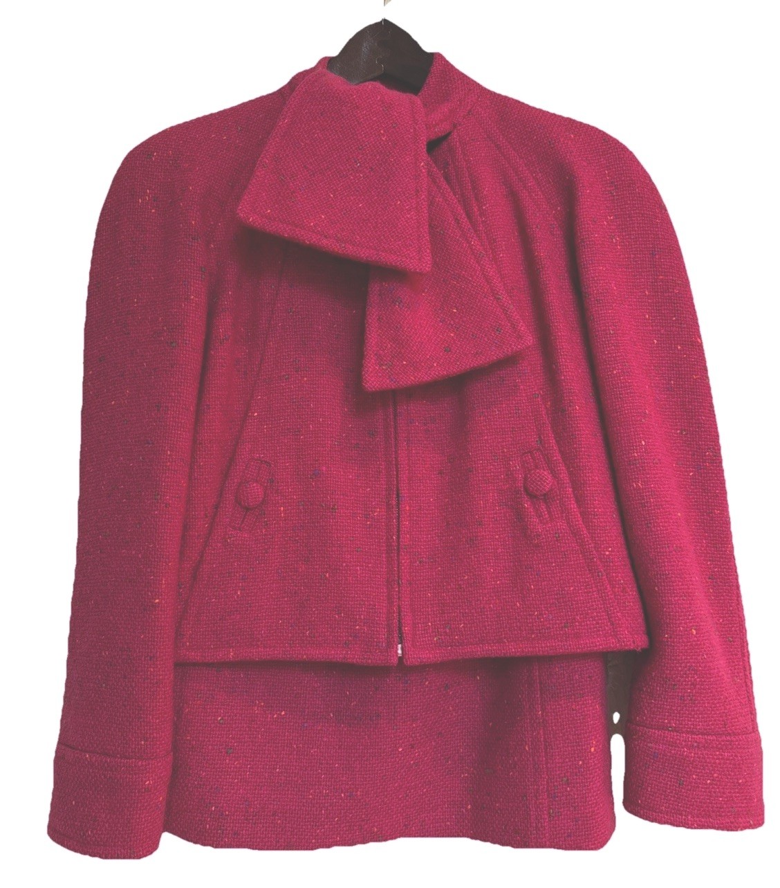 COURREGES Vintage PINK WOOL SKIRT/JACKET SZ38(6)