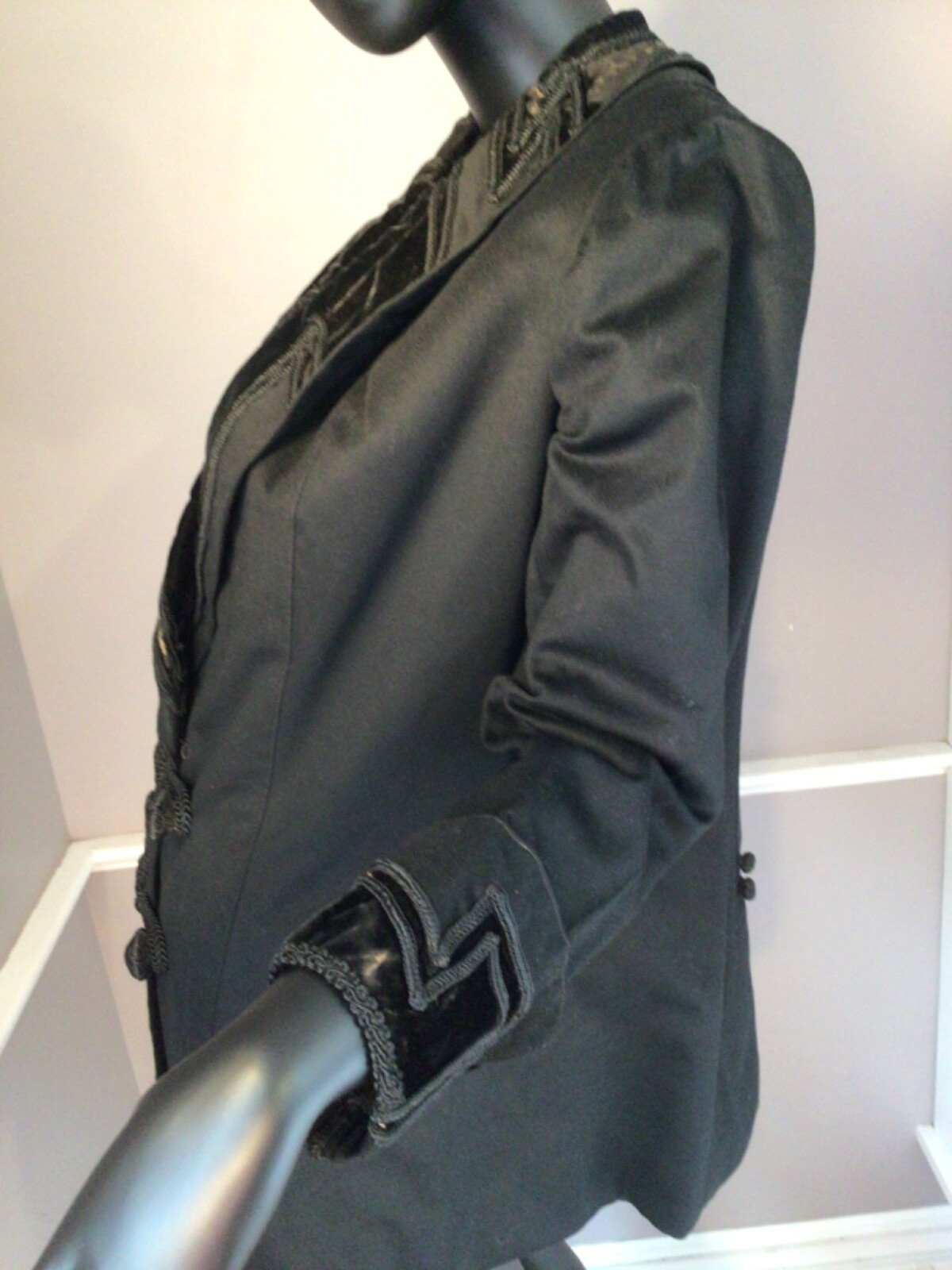 Authentic Philadelphia 1910 Suffragette FINE Wool Jacket velvet trim (E50)