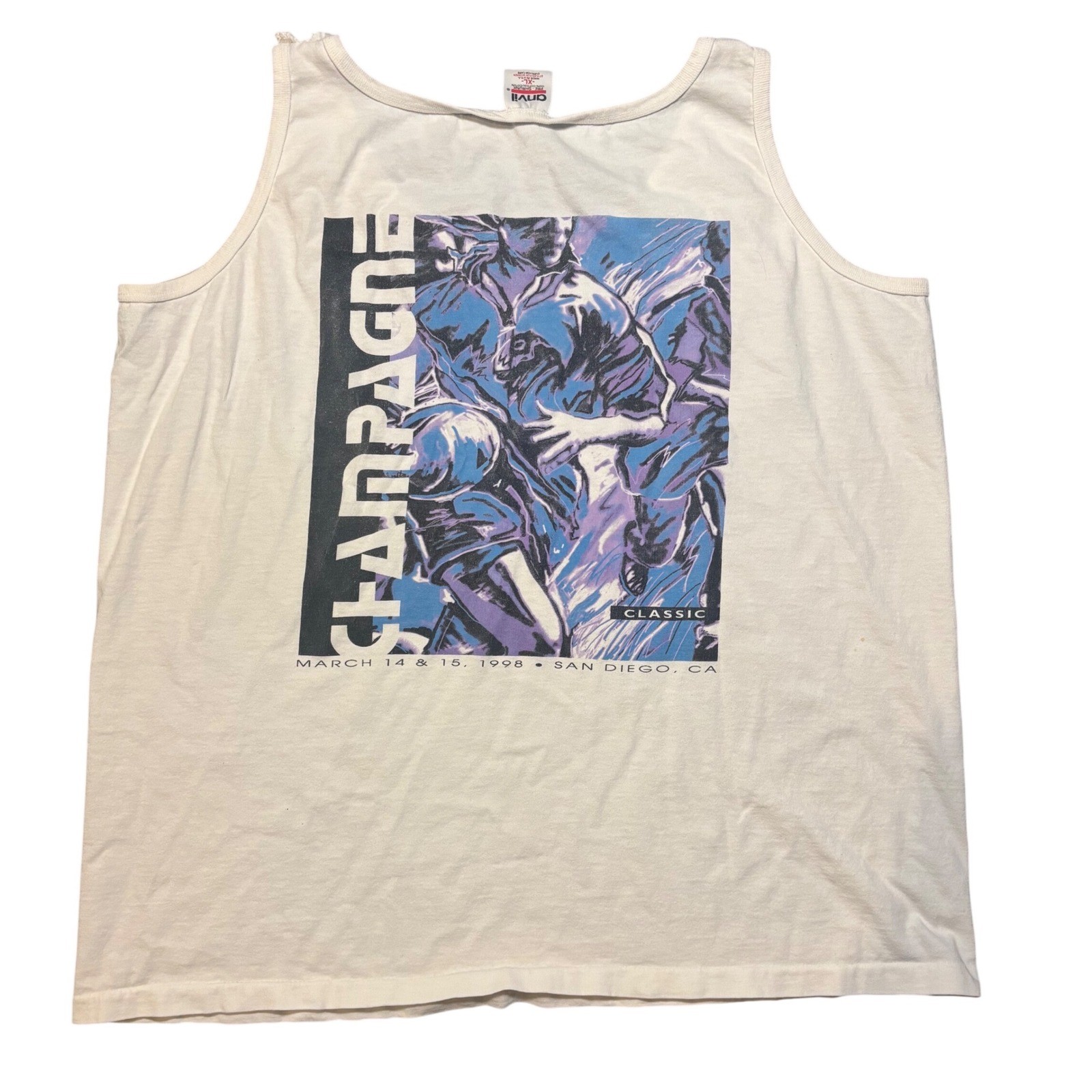 Vintage 90s Champagne Classic Women&rsquo;s Rugby Tank Top XL Single Stitch