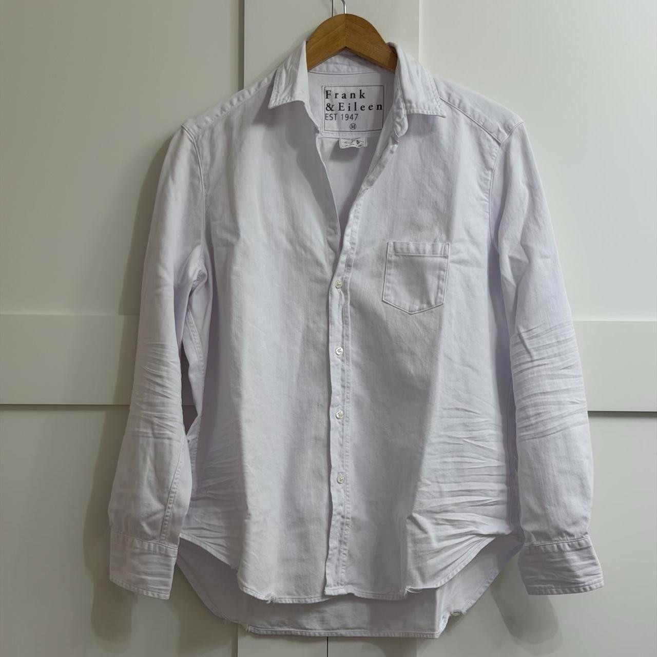 Frank & Eileen Eileen Relaxed Button Up Shirt Famous Denim in White, Size Medium
