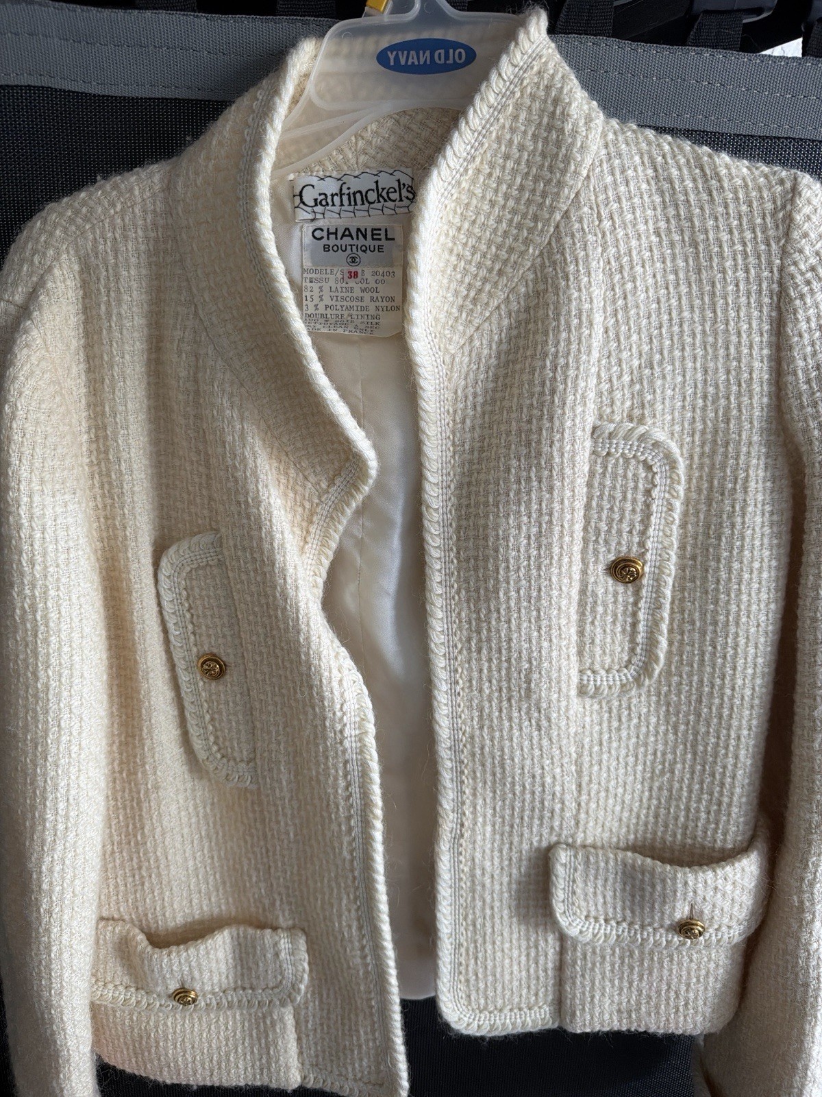 Vintage 80s Chanel Cream Wool Blazer