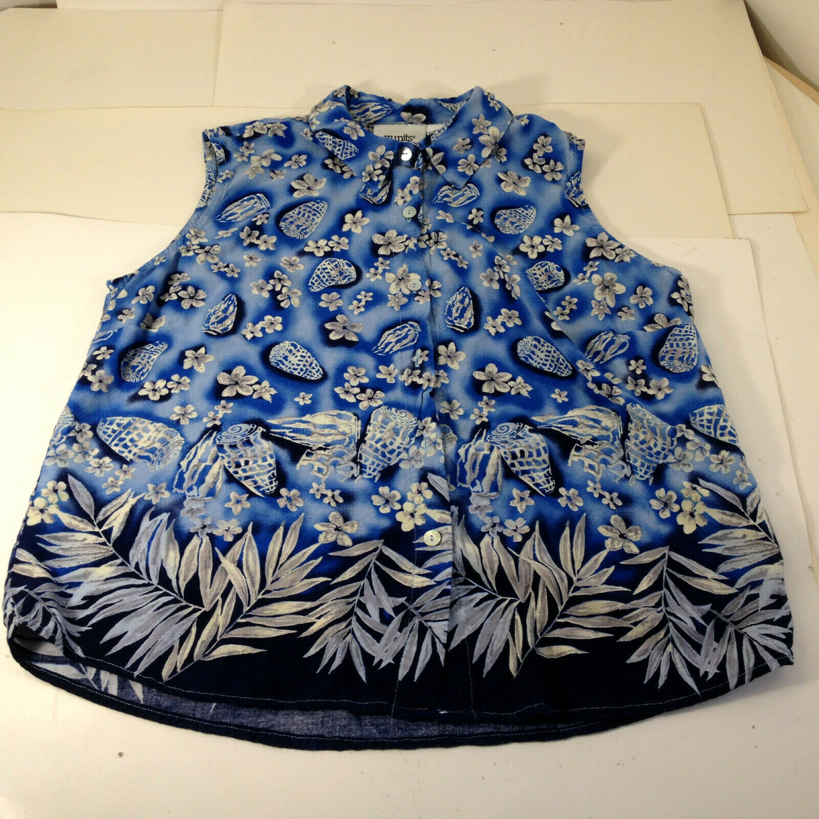 Vintage Units Women Sleeveless Blouse Top Shirt Size XL Rayon Single Stitch