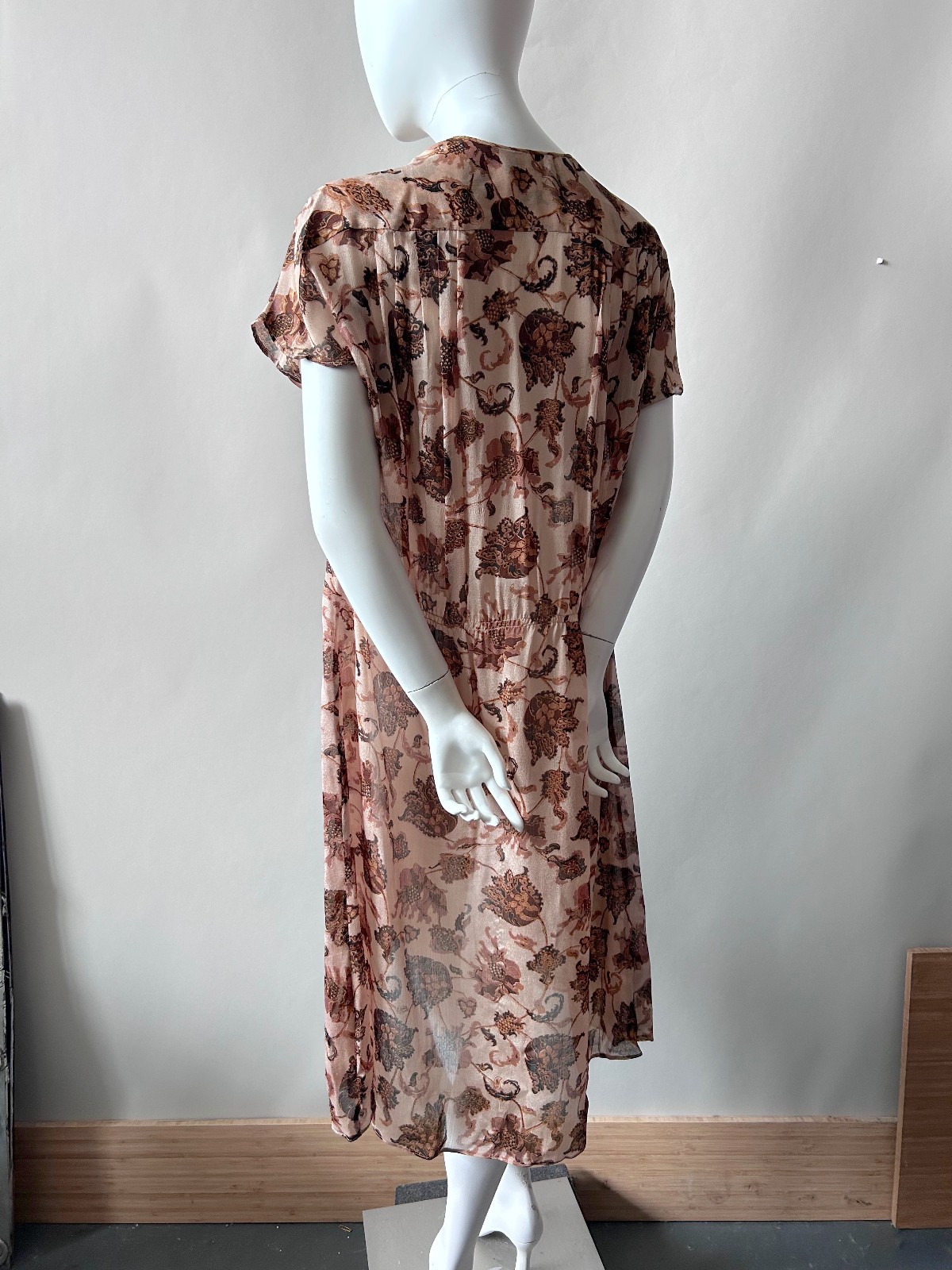Vintage Judith Ann for Heiser-Egan Vintage Sheer India Silk Dress sz S M 1970s