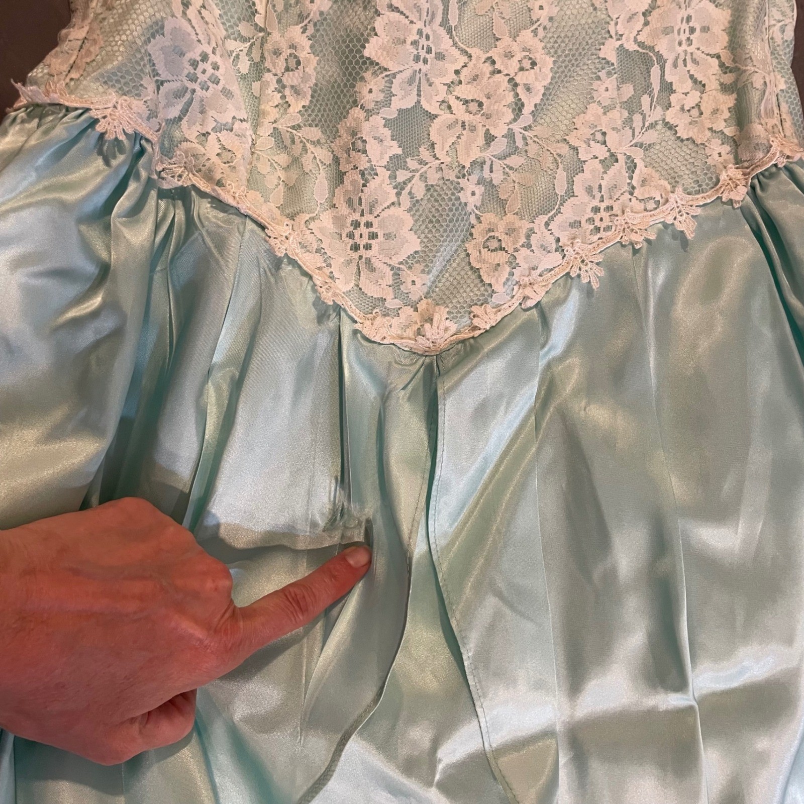VTG Gunne Sax Jessica McClintock Aqua Lace Corset Midi Dress 9 Sweetheart READ