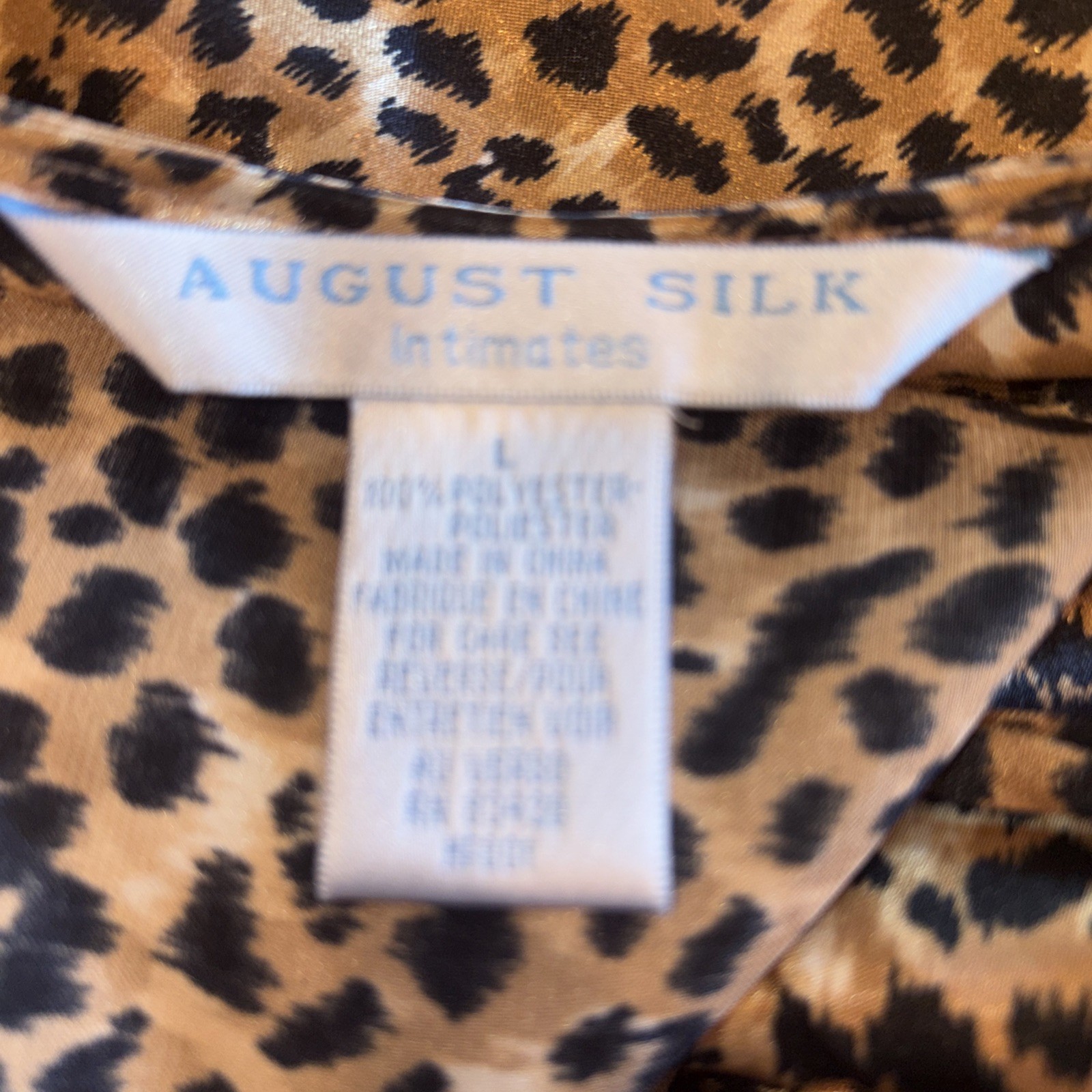 Vintage August Silk Intimates Cheetah Leopard Large Polyester Nightgown lingerie
