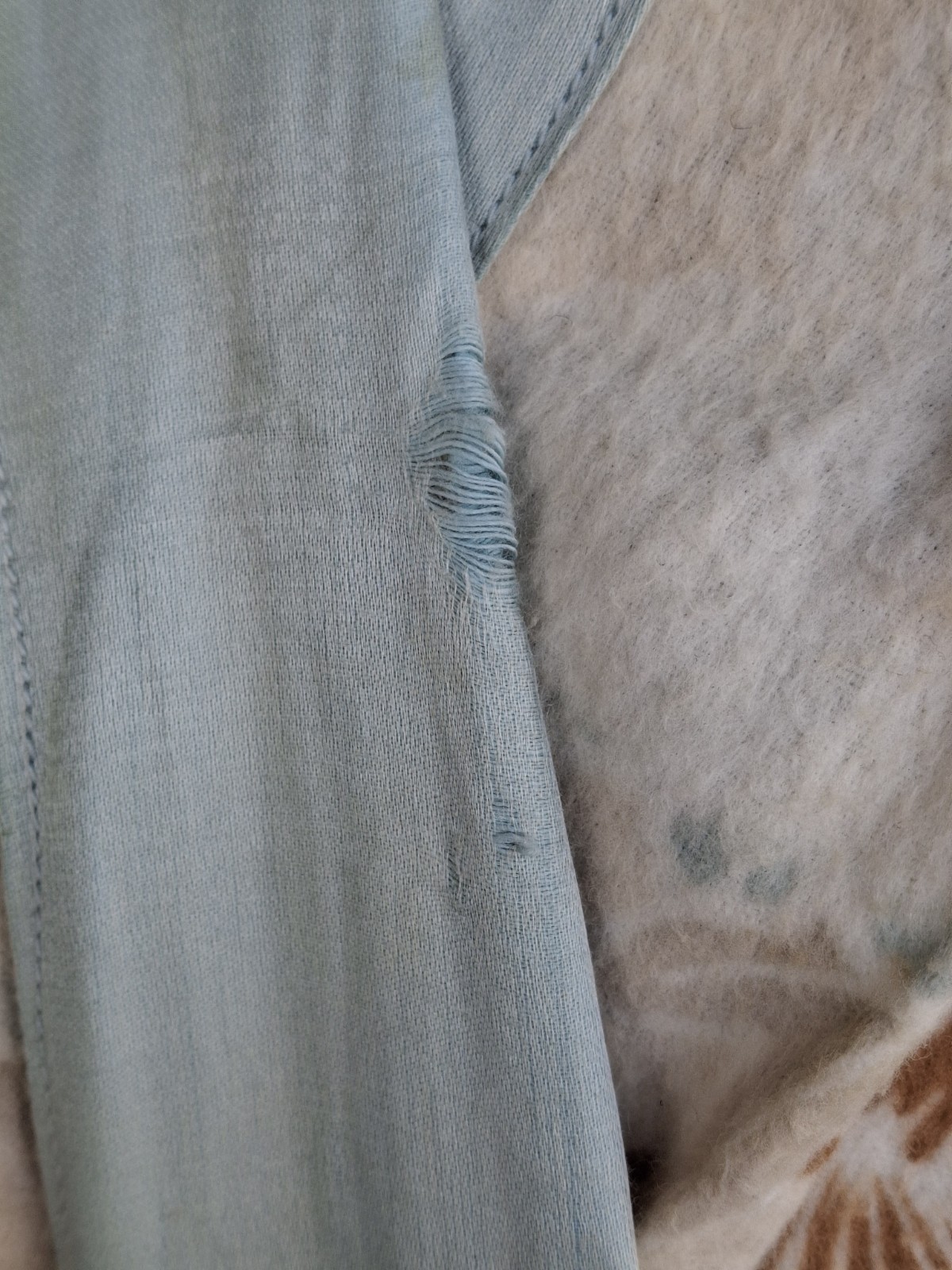 Vintage 1890s 1900s Victorian Edwardian flannel silk robe cream brown blue Asian