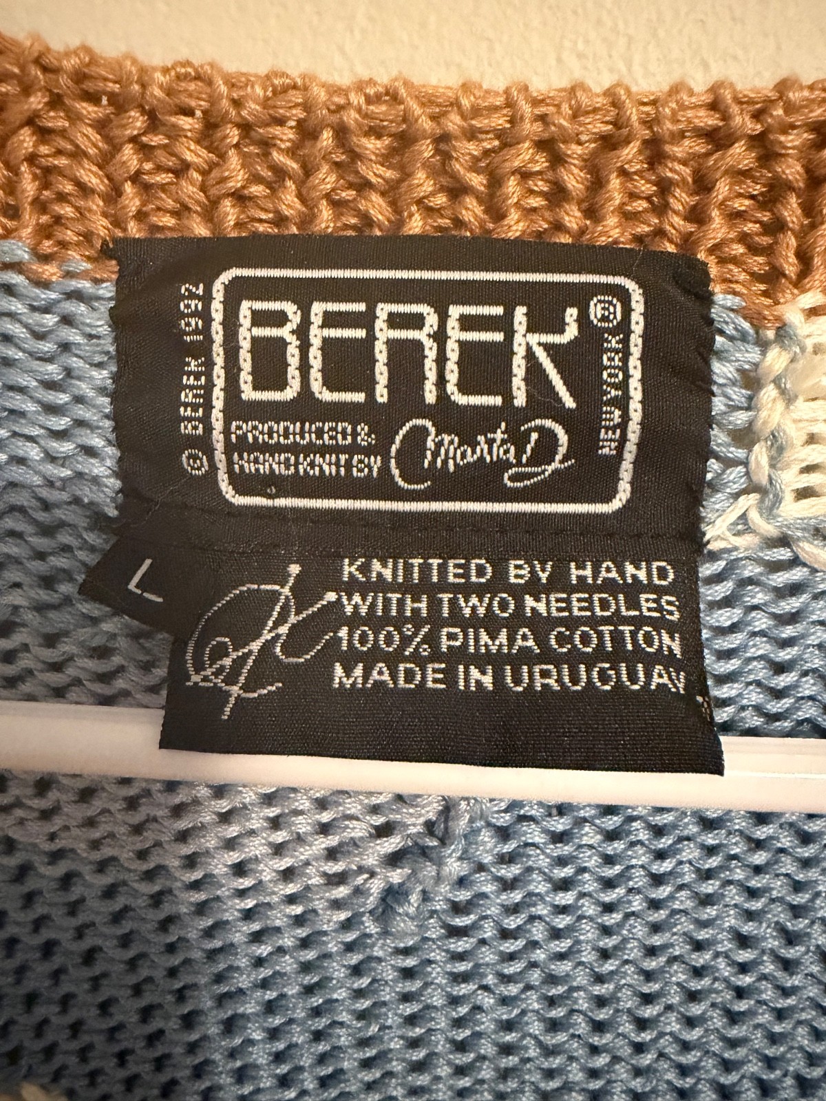 Vintage Berek 1992 Western Theme Cardigan sweater hand knitted by Marta D