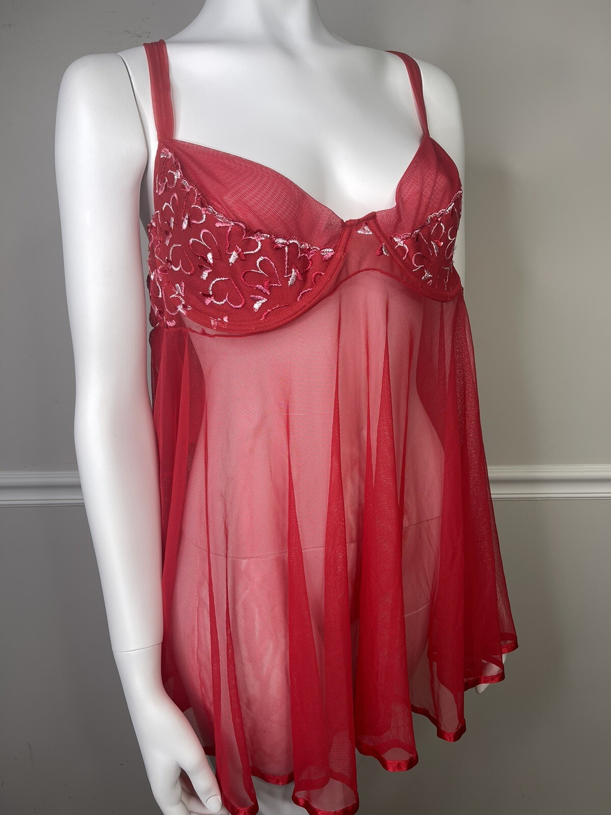 Vintage Sexy Red 3 X Intimates attitudes Teddy Lingerie Thong Sheer Underwire