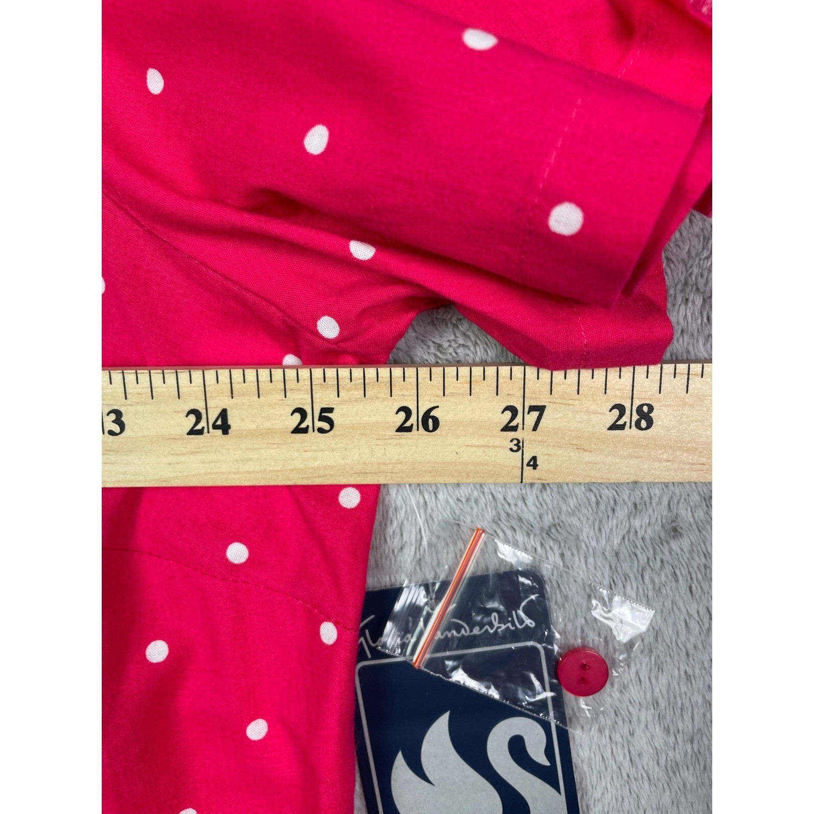 NWT Gloria Vanderbilt 2X Blouse Cherry Pink Polka Dot Button Up Shirt Selma