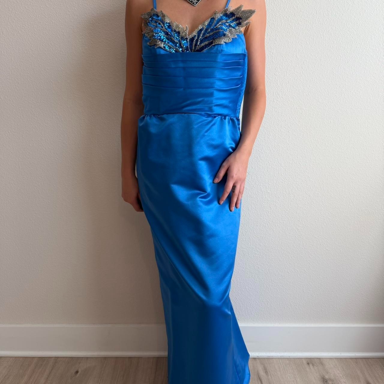 Vintage Alyce Designs Sequins Long Prom Party Formal Dress Gown Blue Sz 12