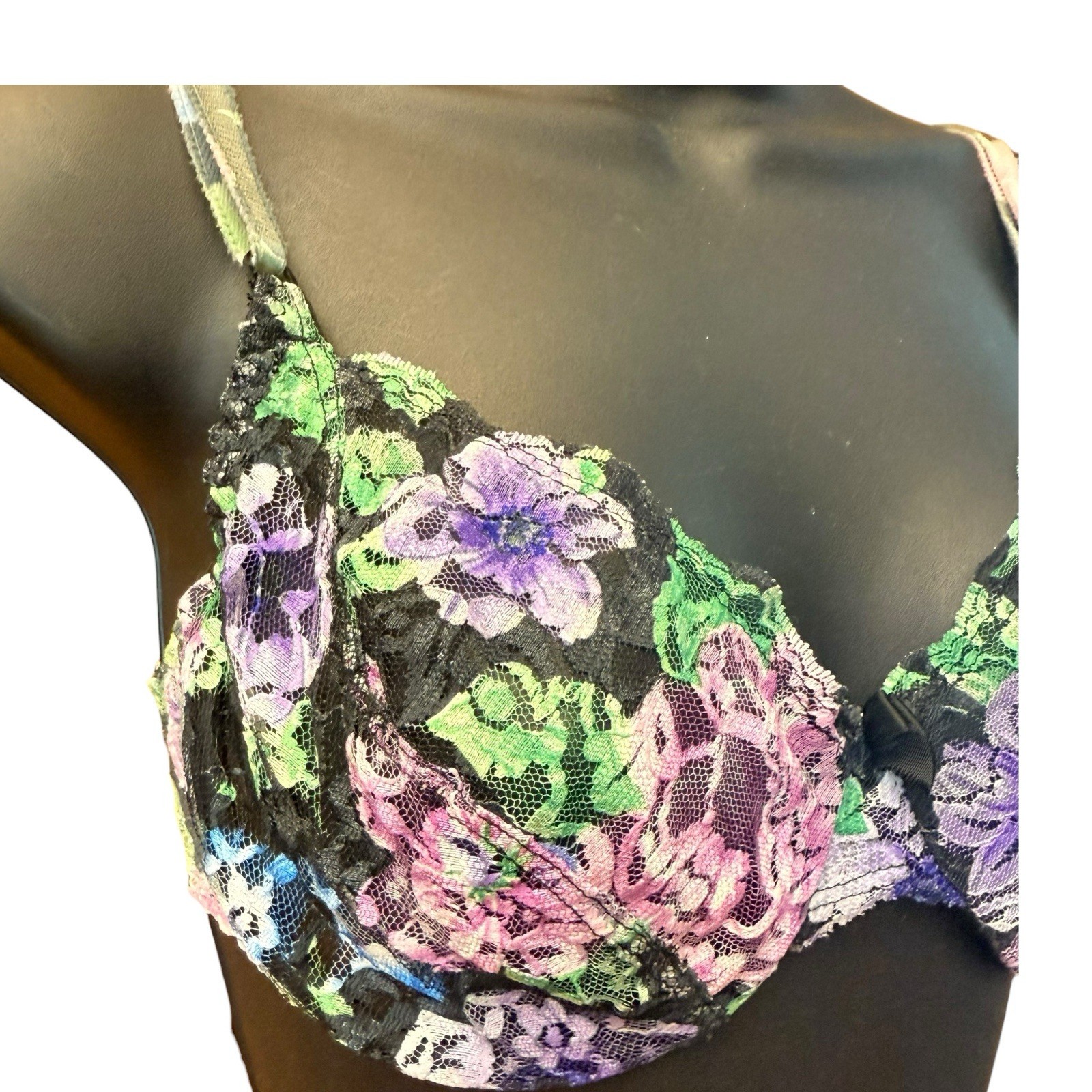 Vintage Warner’s Lace Royale Bra Size 34C Sheer Nylon Lace Underwire Unlined