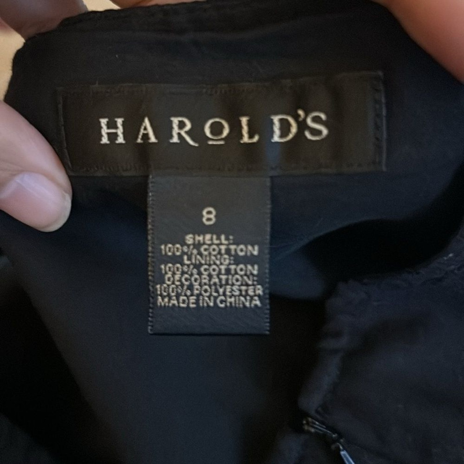 Harold’s Black White Embroidered Midi Skirt – Size 8