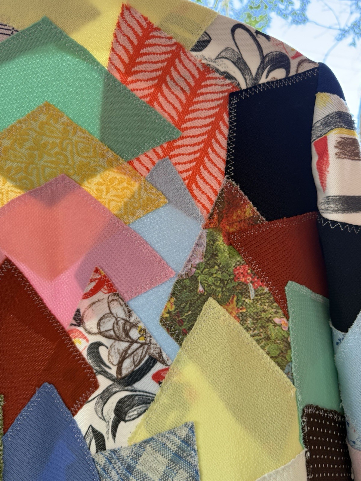 1970s Vintage Crazy Quilt Patchwork Jacket Preppy Lilly Pulitzer Vibe – Med/Lg
