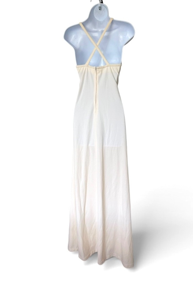 Vtg 70s Disco Prom Maxi Dress XS Party Sleeveless Stretch Zip Montgomery Ward