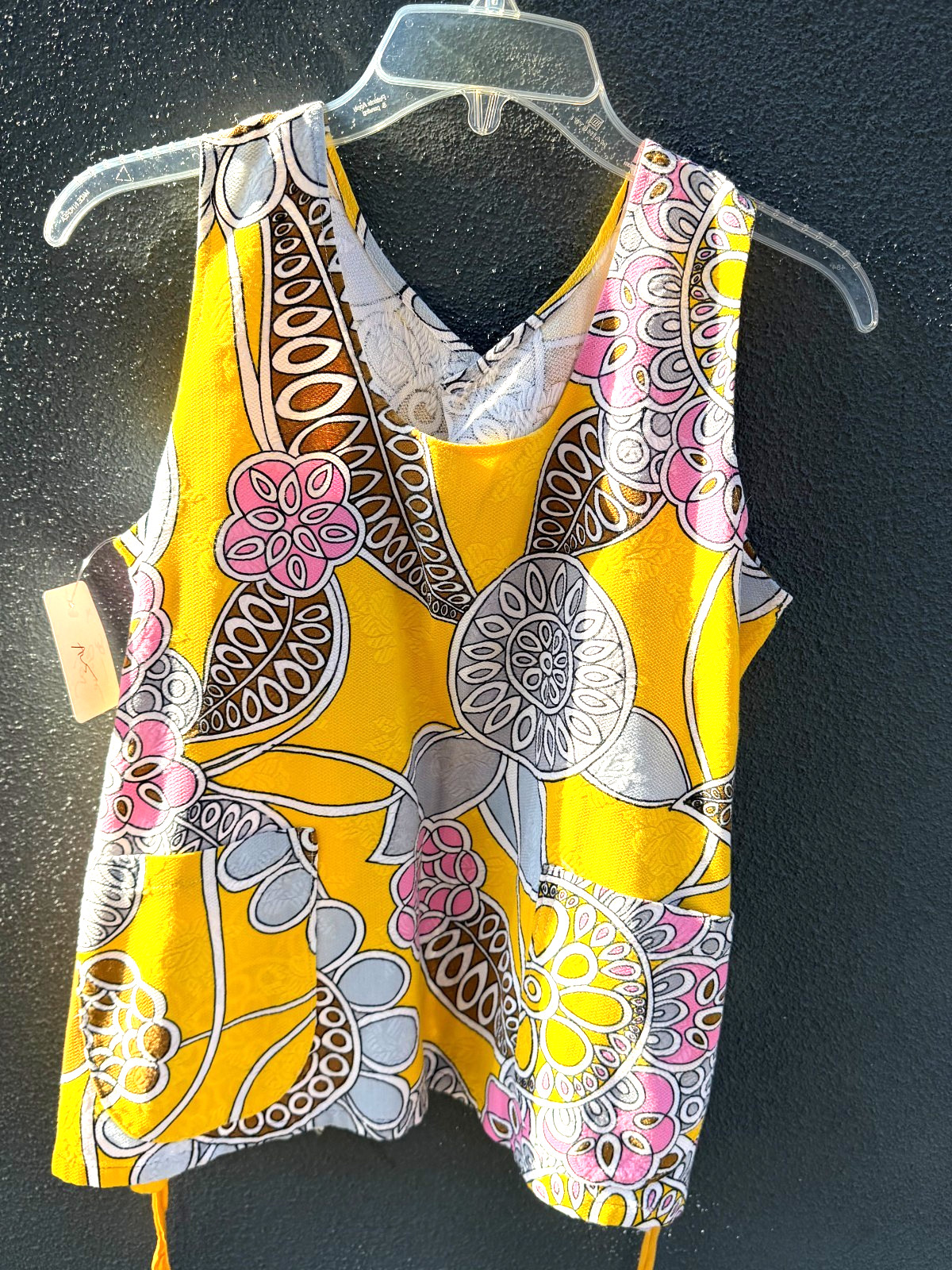 Vintage 1960&rsquo;s -70&rsquo;s Psychedelic Floral and Geometric Print Sleeveless Top