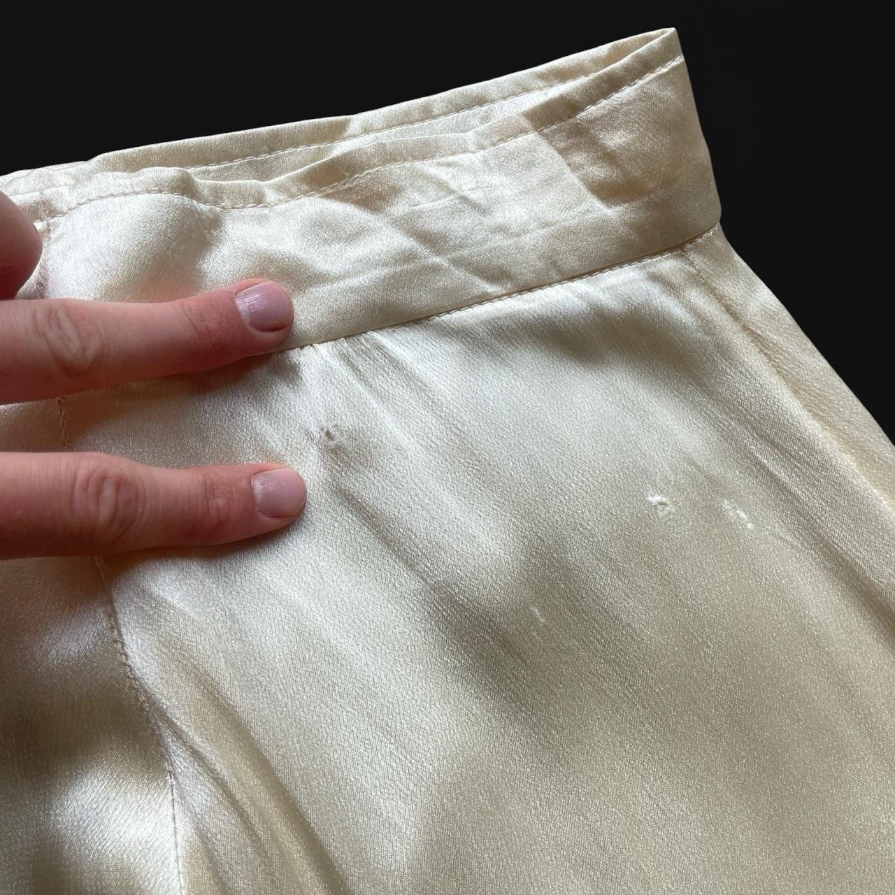 Vintage 70s cream satin wide leg palazzo pants XS 25