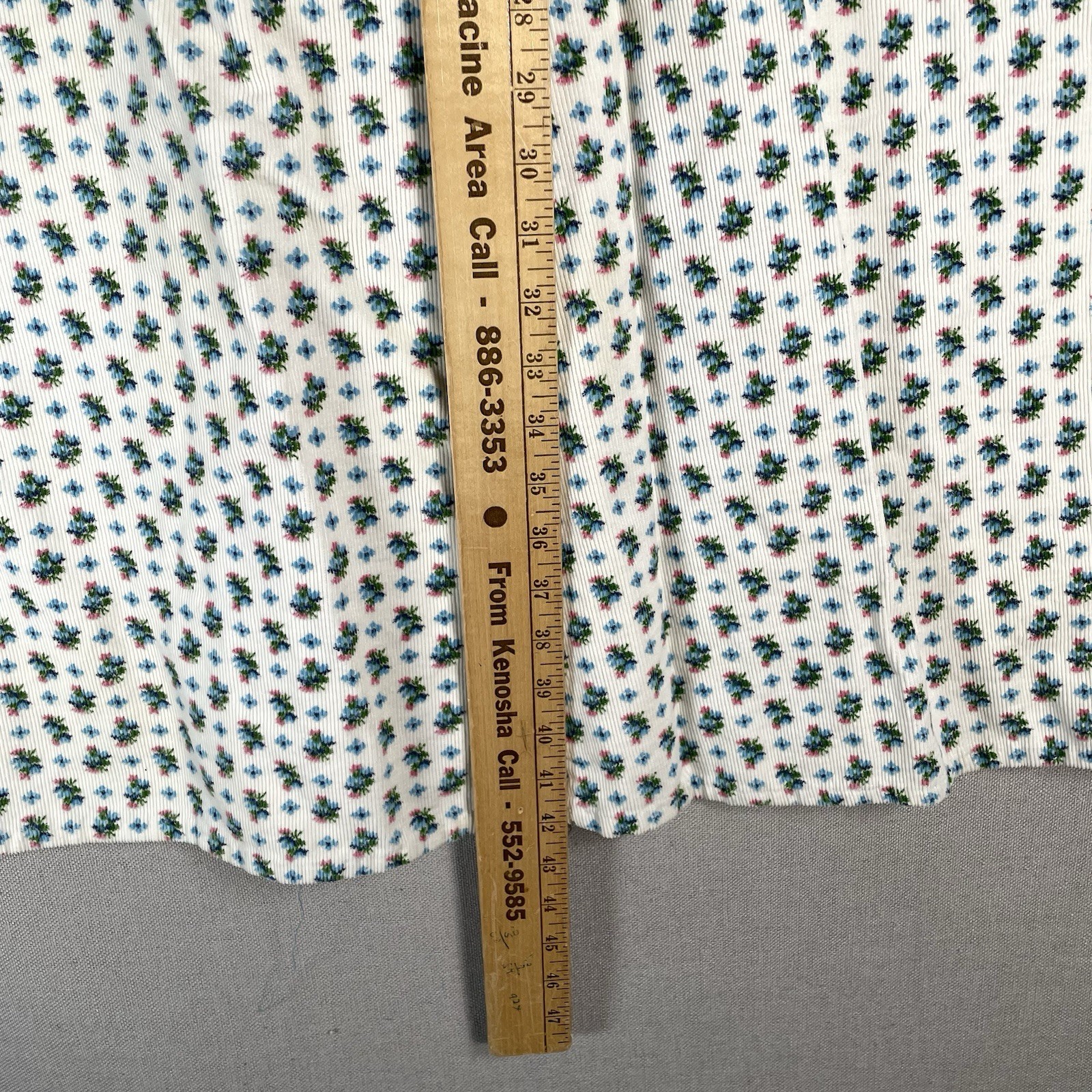 VINTAGE 50s Janet Lynn House Dress Womens Size Small Floral Corduroy Cotton