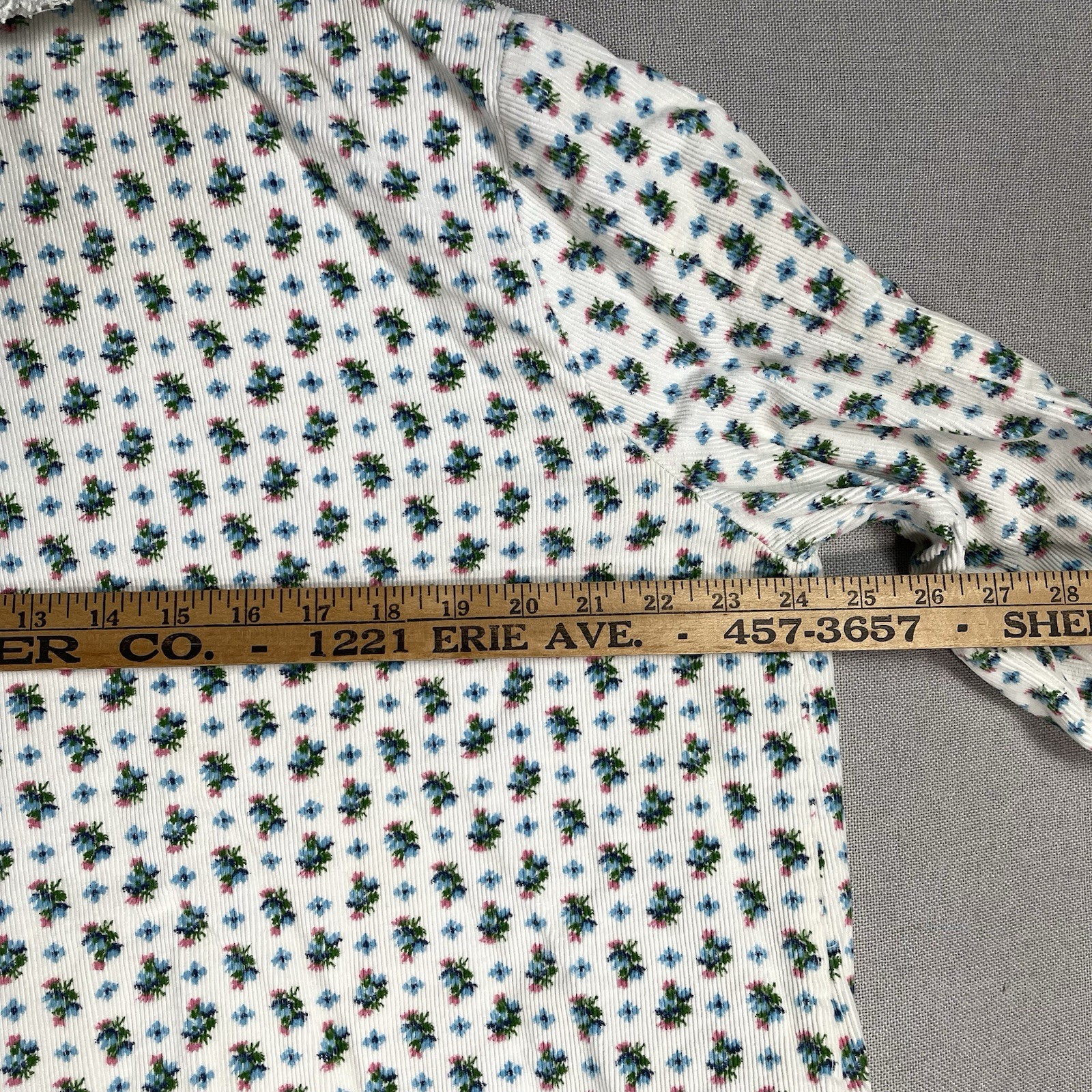 VINTAGE 50s Janet Lynn House Dress Womens Size Small Floral Corduroy Cotton