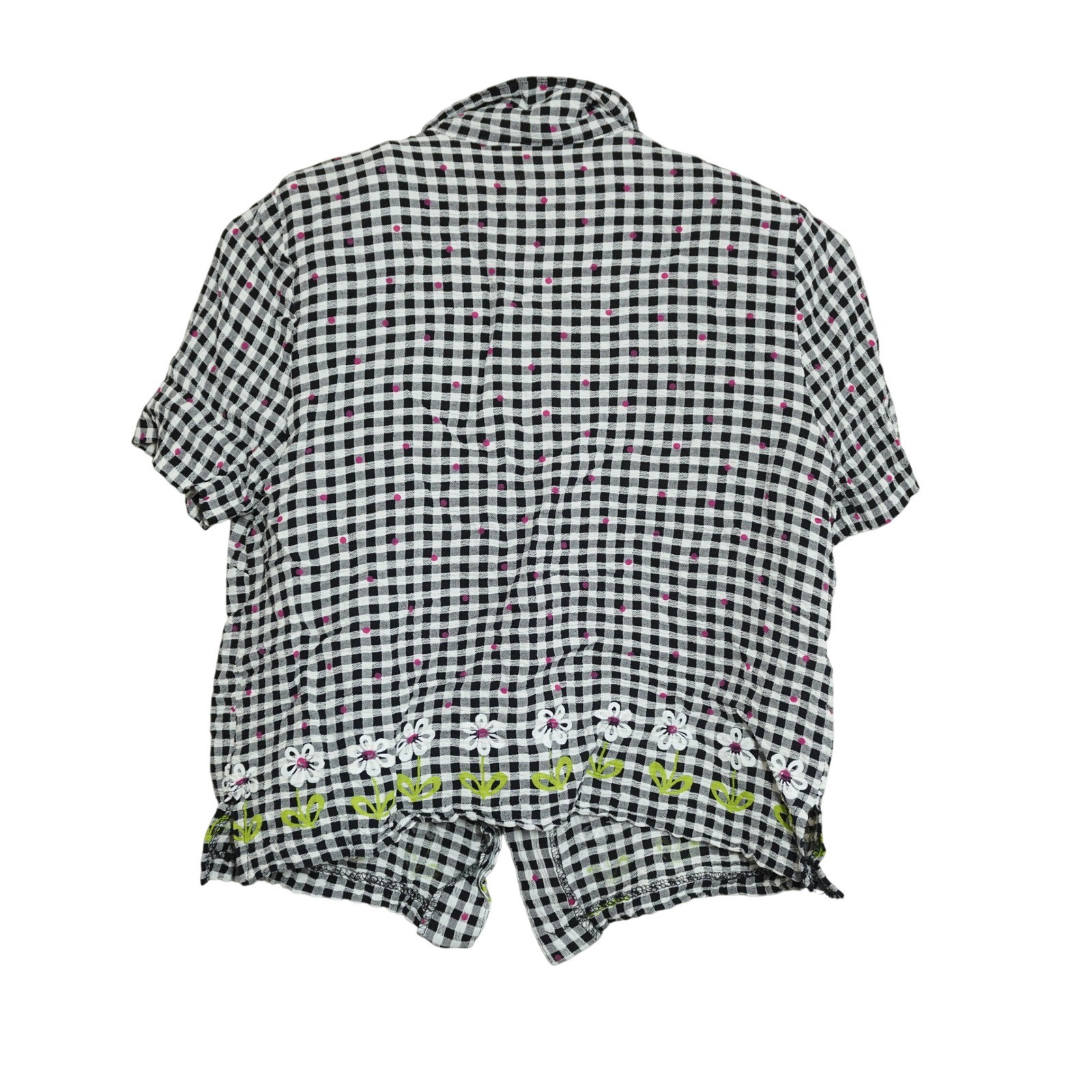Basic Editions Vintage 90s Gingham Daisy Printed Button Up Top Cottagecore