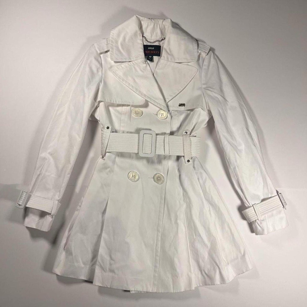 Miss Sixty Vintage Y2K White Double-Breasted Trench Coat