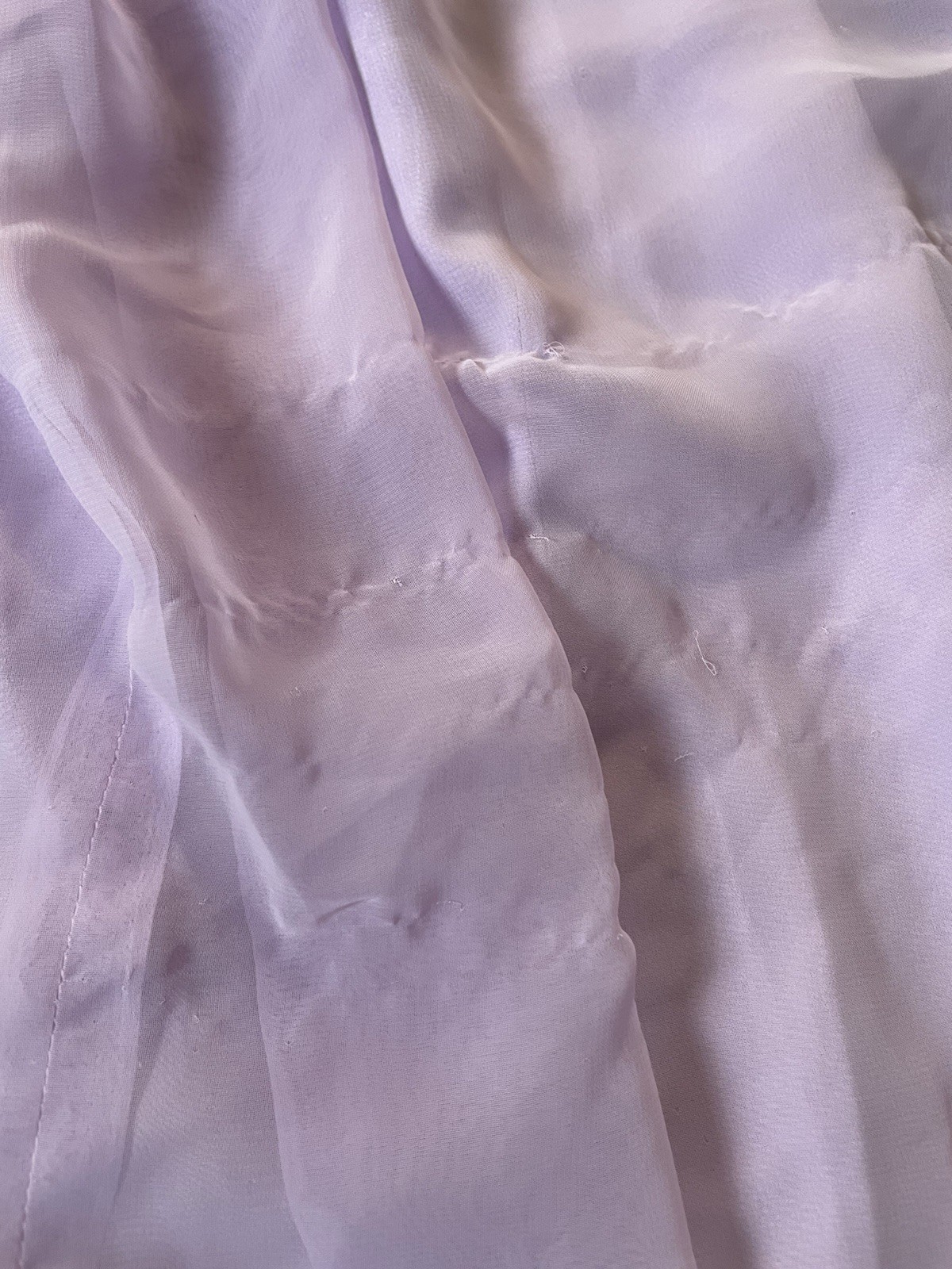 Vtg 70s Handmade Victorian Maxi Dress Sz L Lavender Floral Lace Overlay Prairie