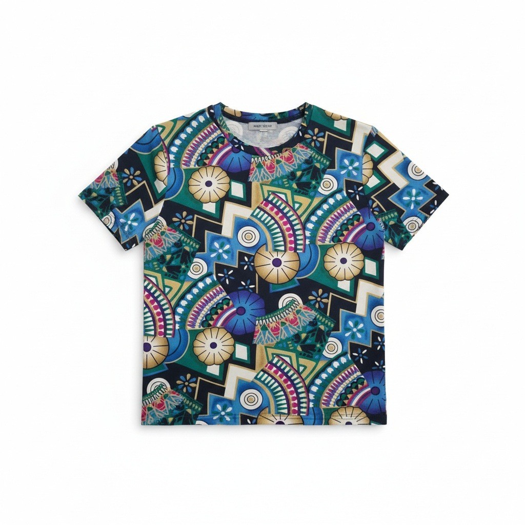 Petite Sophisticate Vintage Abstract Geometric Fan Print Blouse, Women&rsquo;s Size 6