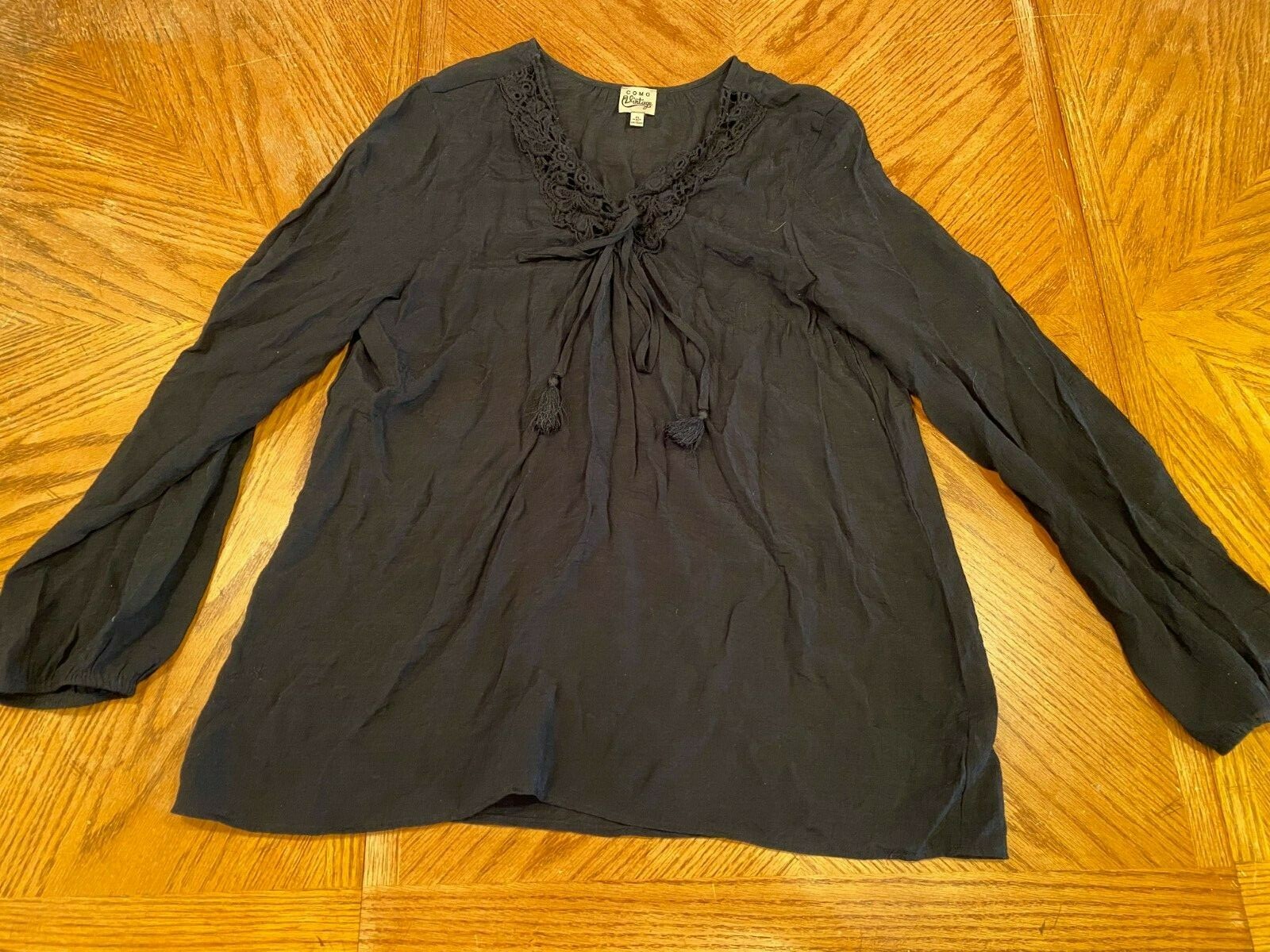 Como Vintage Black Woman&rsquo;s Shirt Top ~ XL ~ Made in Vietnam