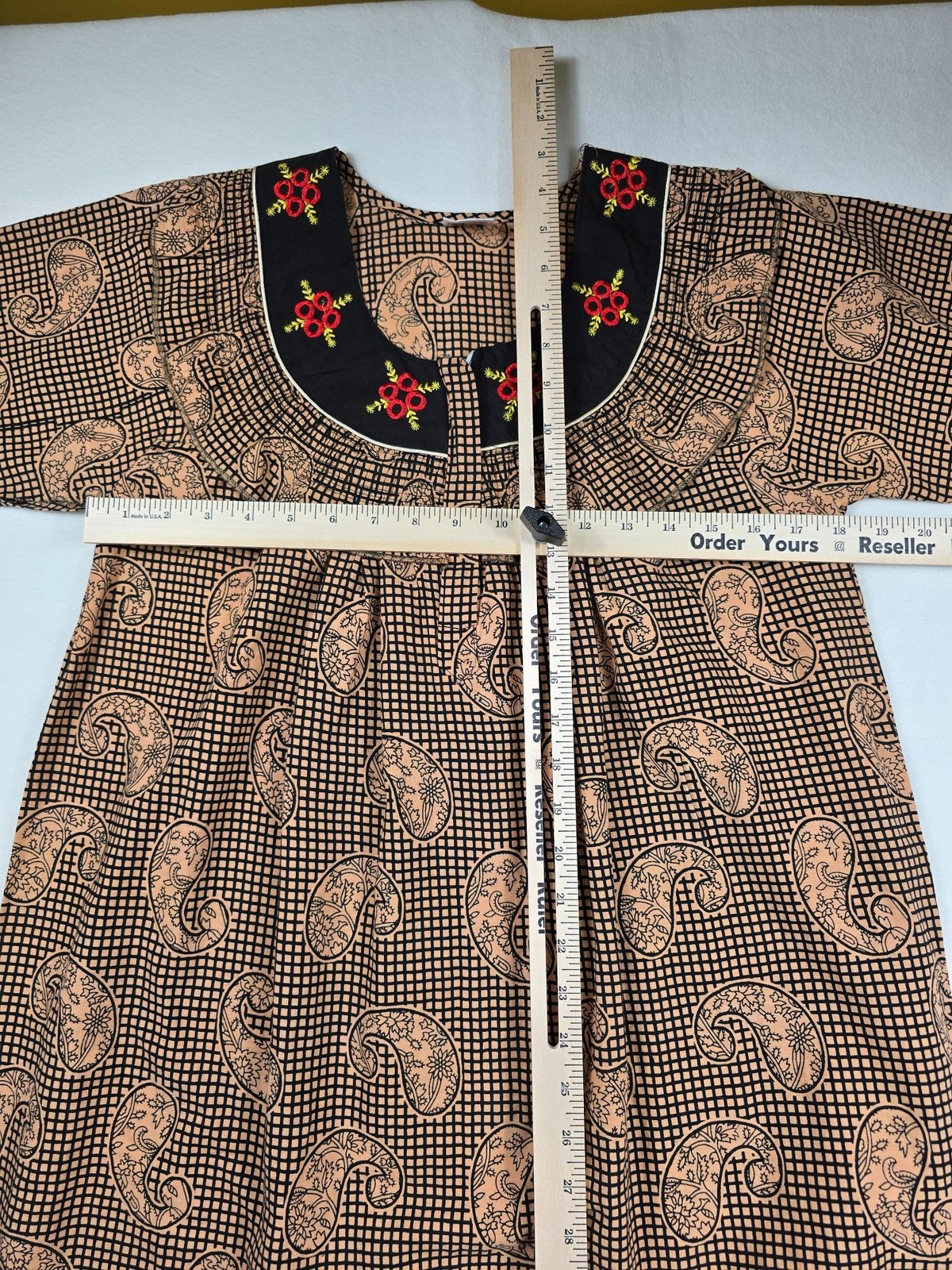 Vintage Vikas Nighties Womens Maxi House Dress Paisley Embroidered Floral XL