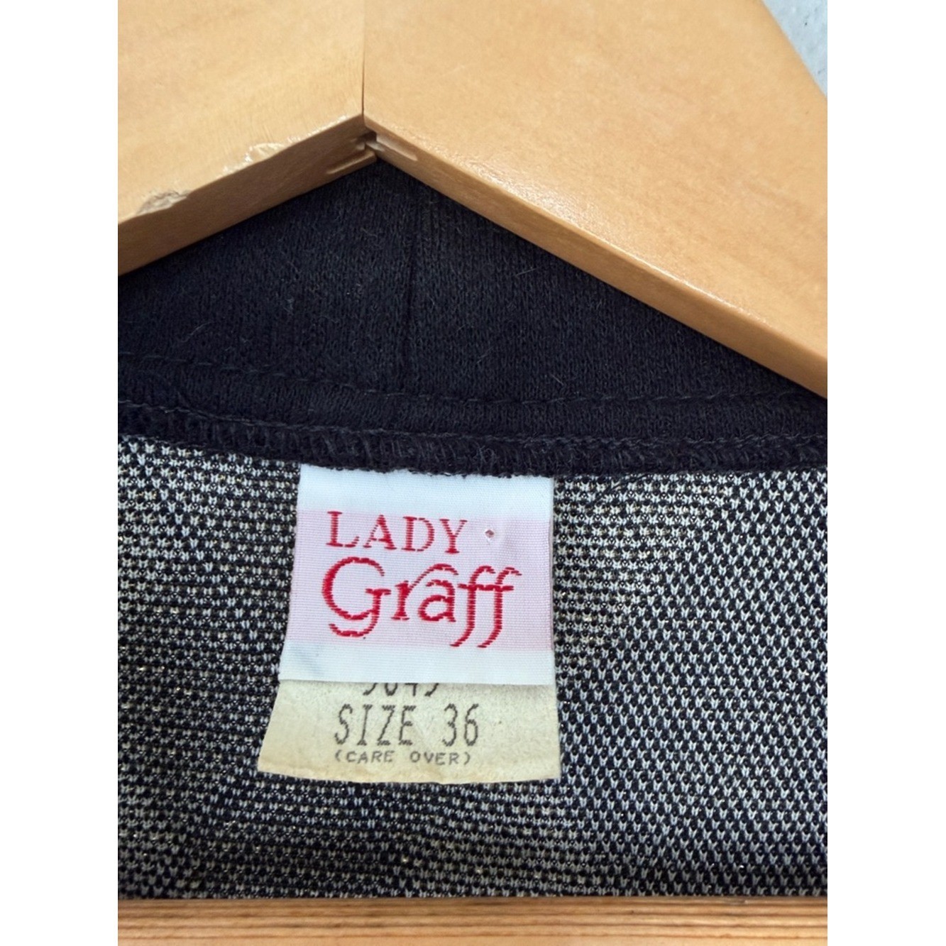 VTG Lady Graff Argyle Open-Front Cardigan Black Gold Size 36 1980&rsquo;s