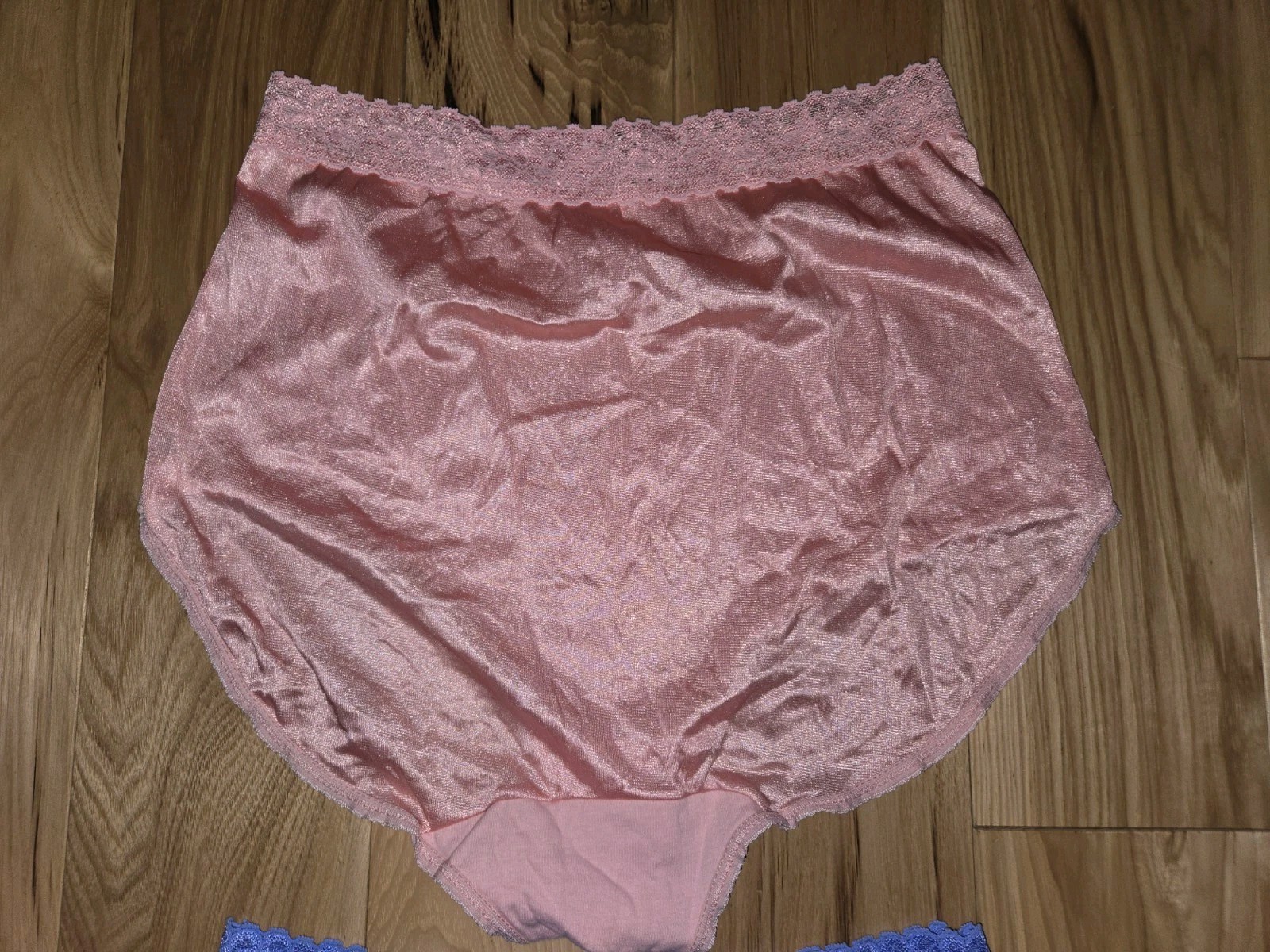Vtg. Fruit of the Loom nylon panties Lace Sz. 7 LOT 2 Shiny Pink Purple Granny