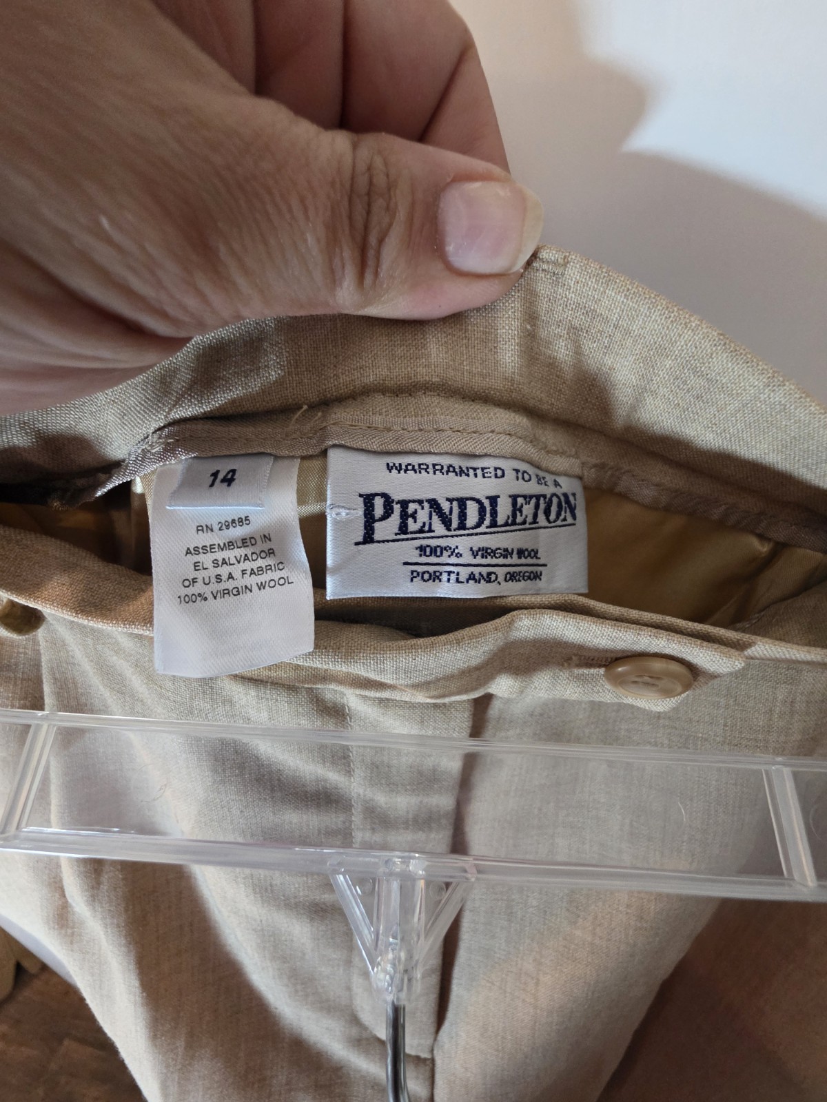 Vintage Pendleton Wool Trousers Pants Beige Tan High Waisted Comfort Slacks 14