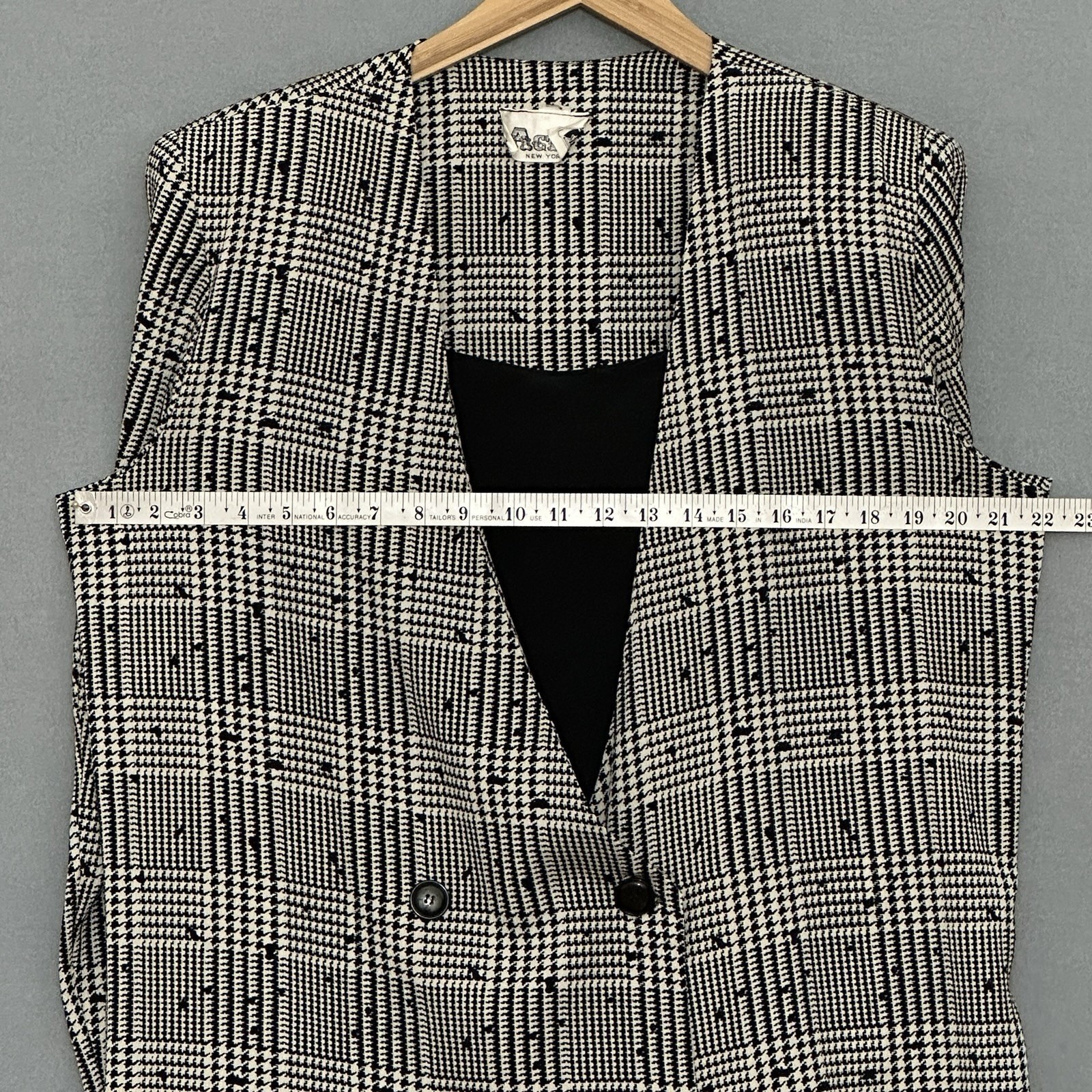 VTG 80s ACT II Women Suit 12 Ivory Houndstooth Check Plaid Power Classic Office