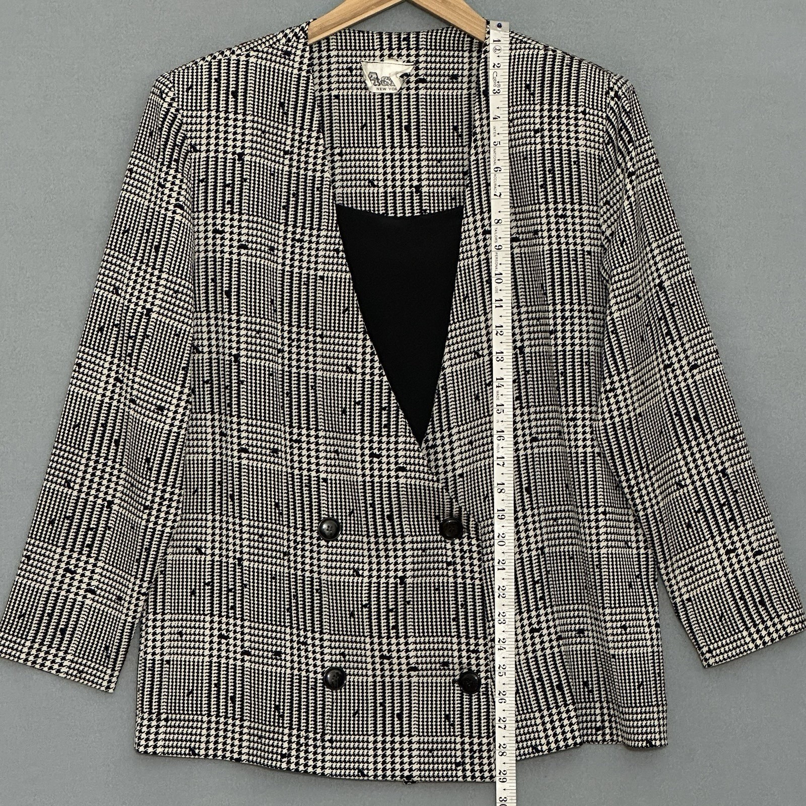 VTG 80s ACT II Women Suit 12 Ivory Houndstooth Check Plaid Power Classic Office
