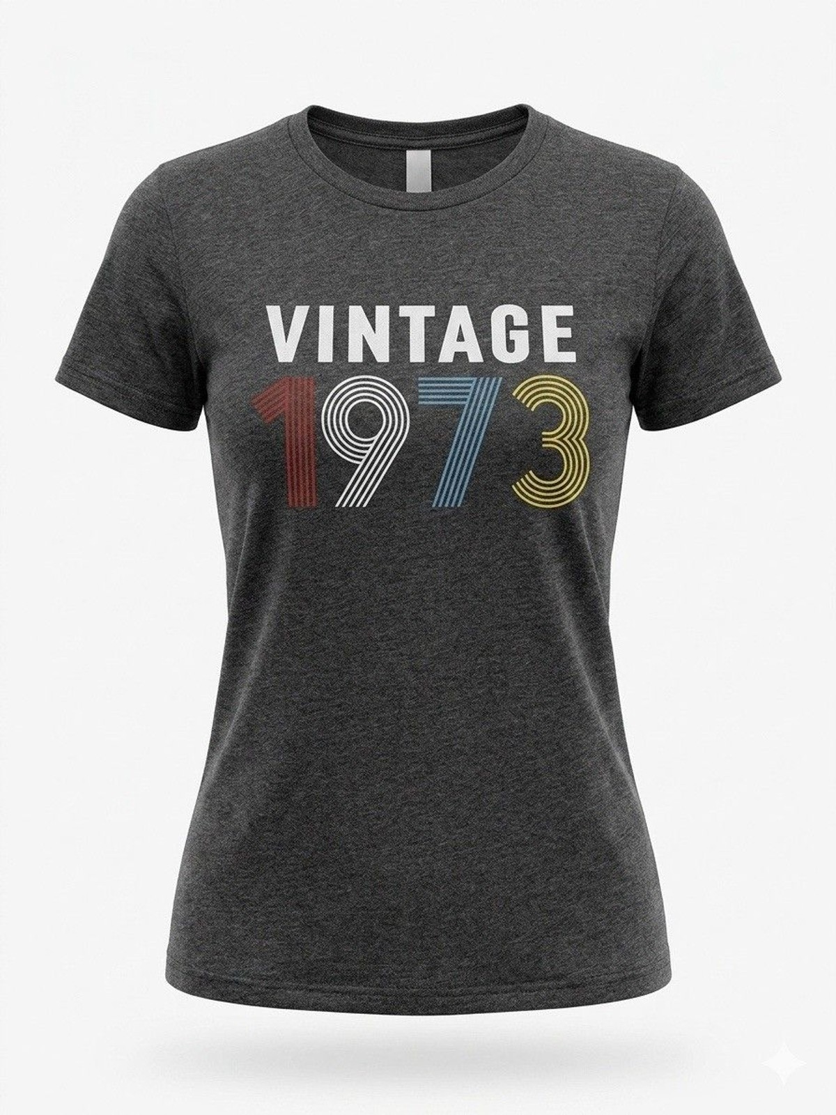 Vintage 1973 Birthday Graphic T-Shirt Women&rsquo;s Size XL Heather Charcoal Gray Tee