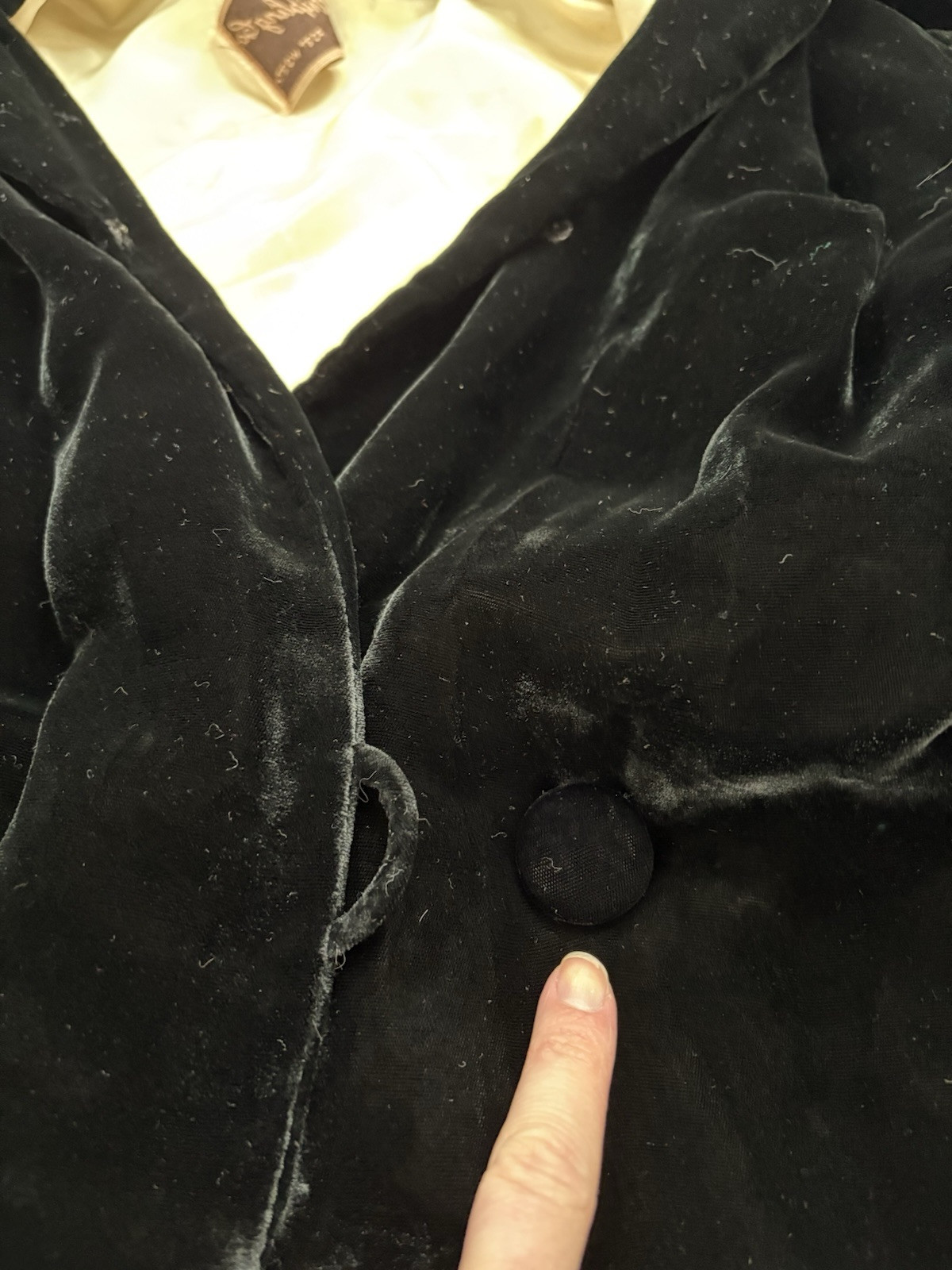 Vtg Fur Collared Black Velvet Duster Robe Old Hollywood Style Glam Size Medium