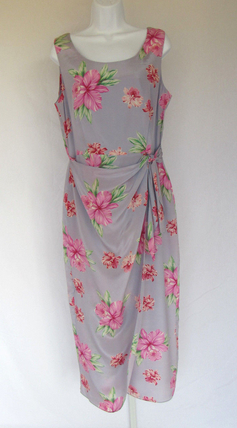 VINTAGE 1990s 2000s SPENSER JEREMY SLEEVELESS SILK FLORAL DRESS TIED OVERLAP