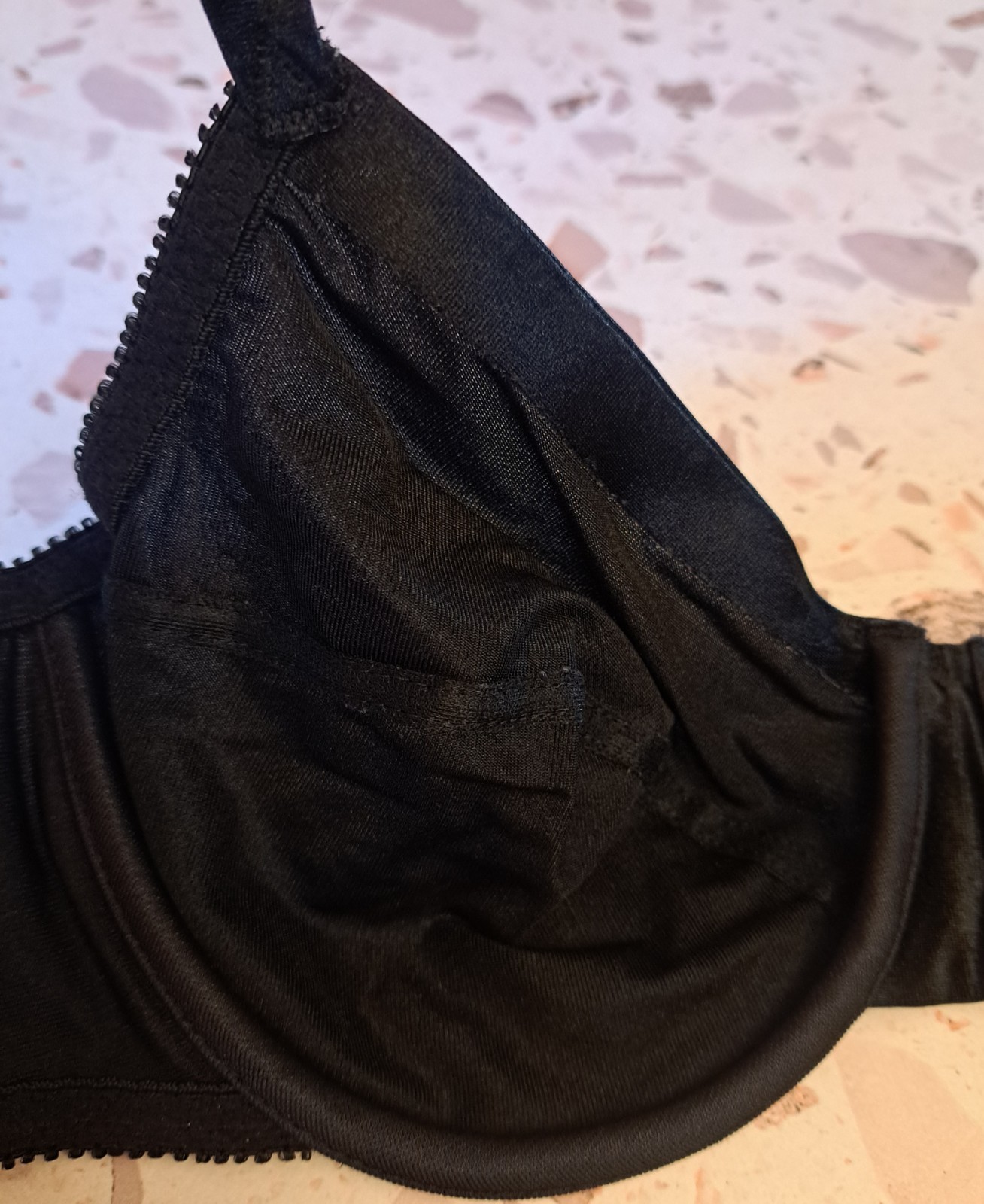 Vtg 90s Delicates Second Skin Satin Bra Black 36C Unlined Underwired Sexy Gothic
