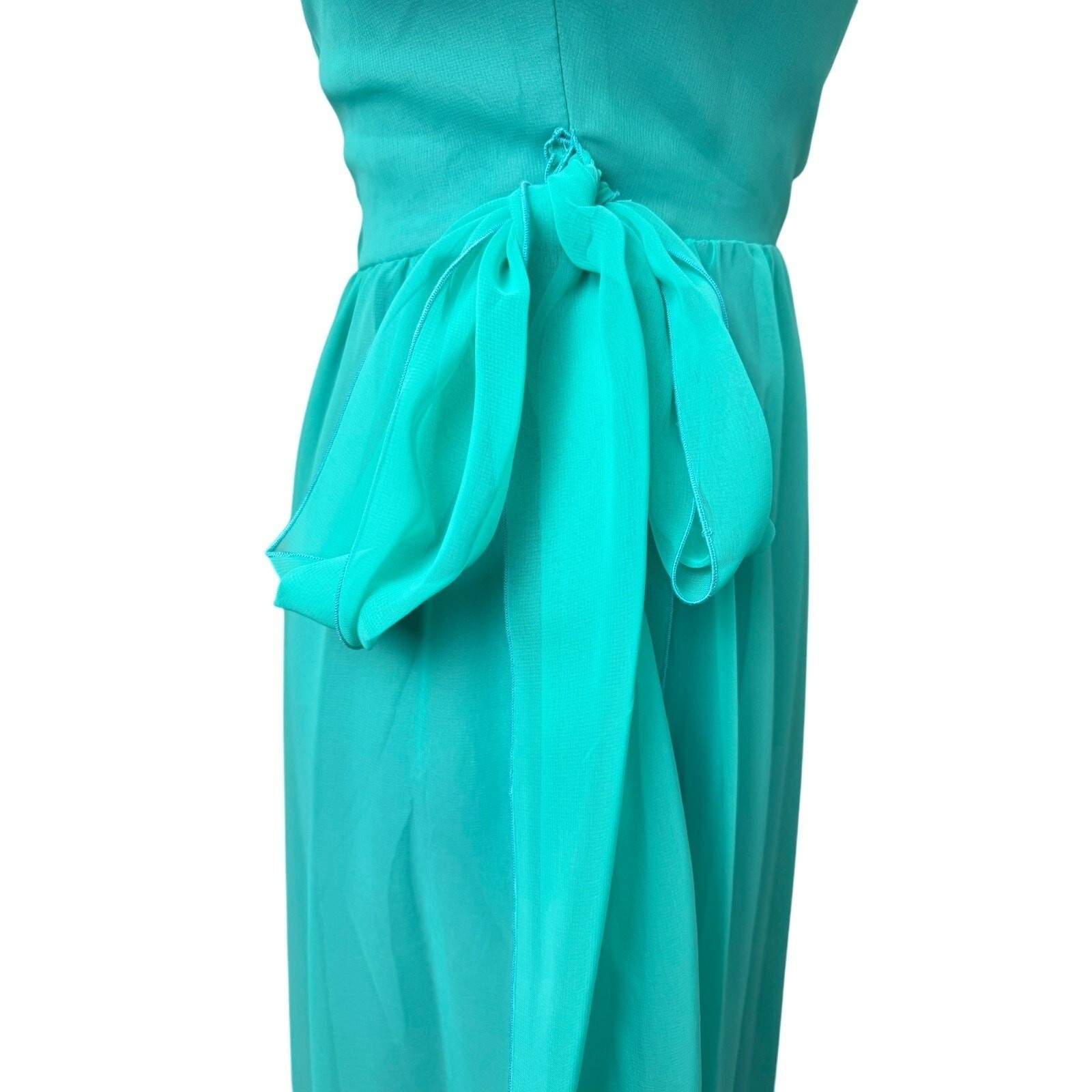 VTG House of Bianchi Gown Sz XS 0-2 Maxi Dress Empire Aqua Cottagecore Romantic