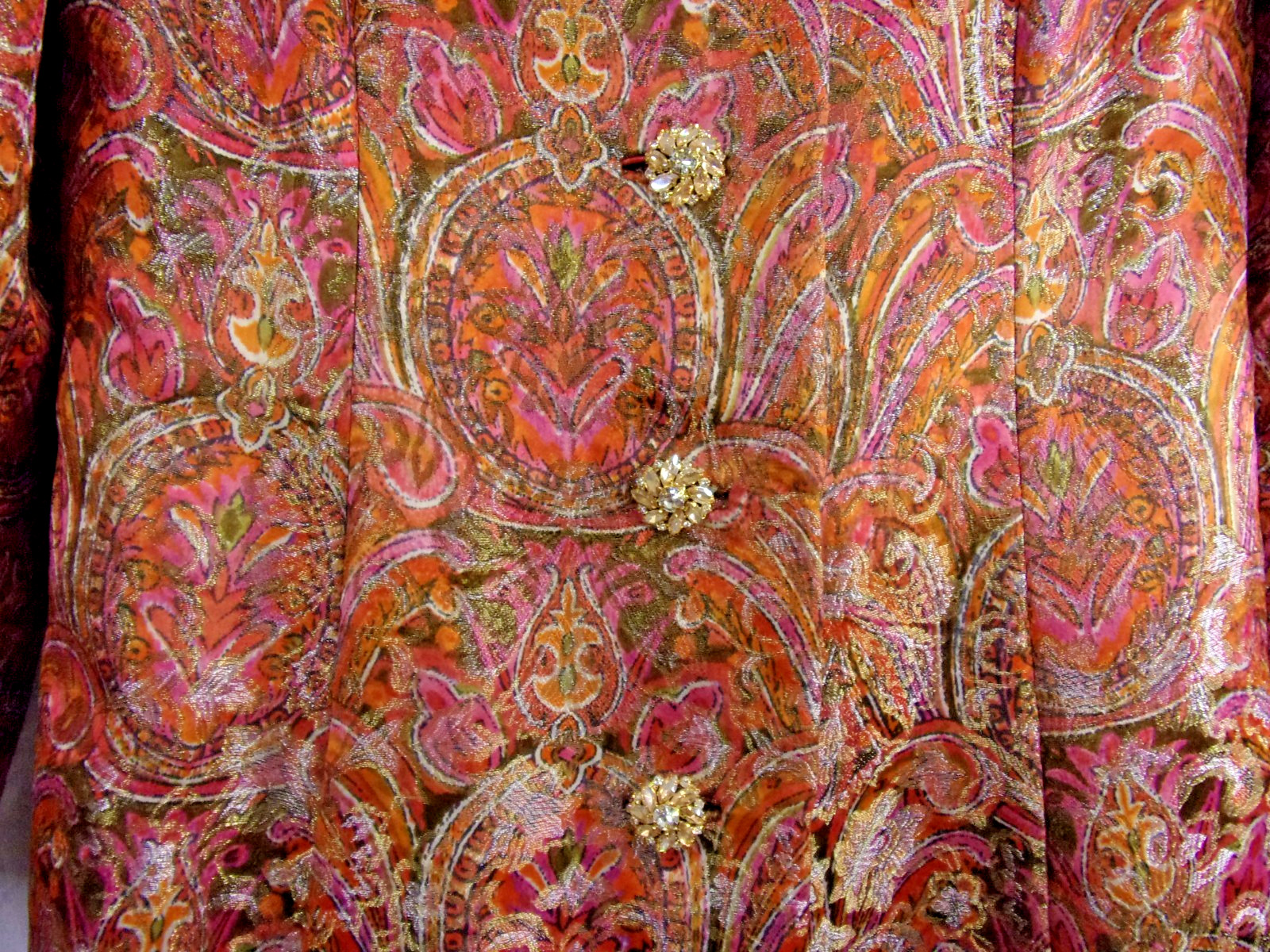 Vintage Ladies Pink & Gold Metallic Brocade Evening Coat 1960s 10 FABULOUS