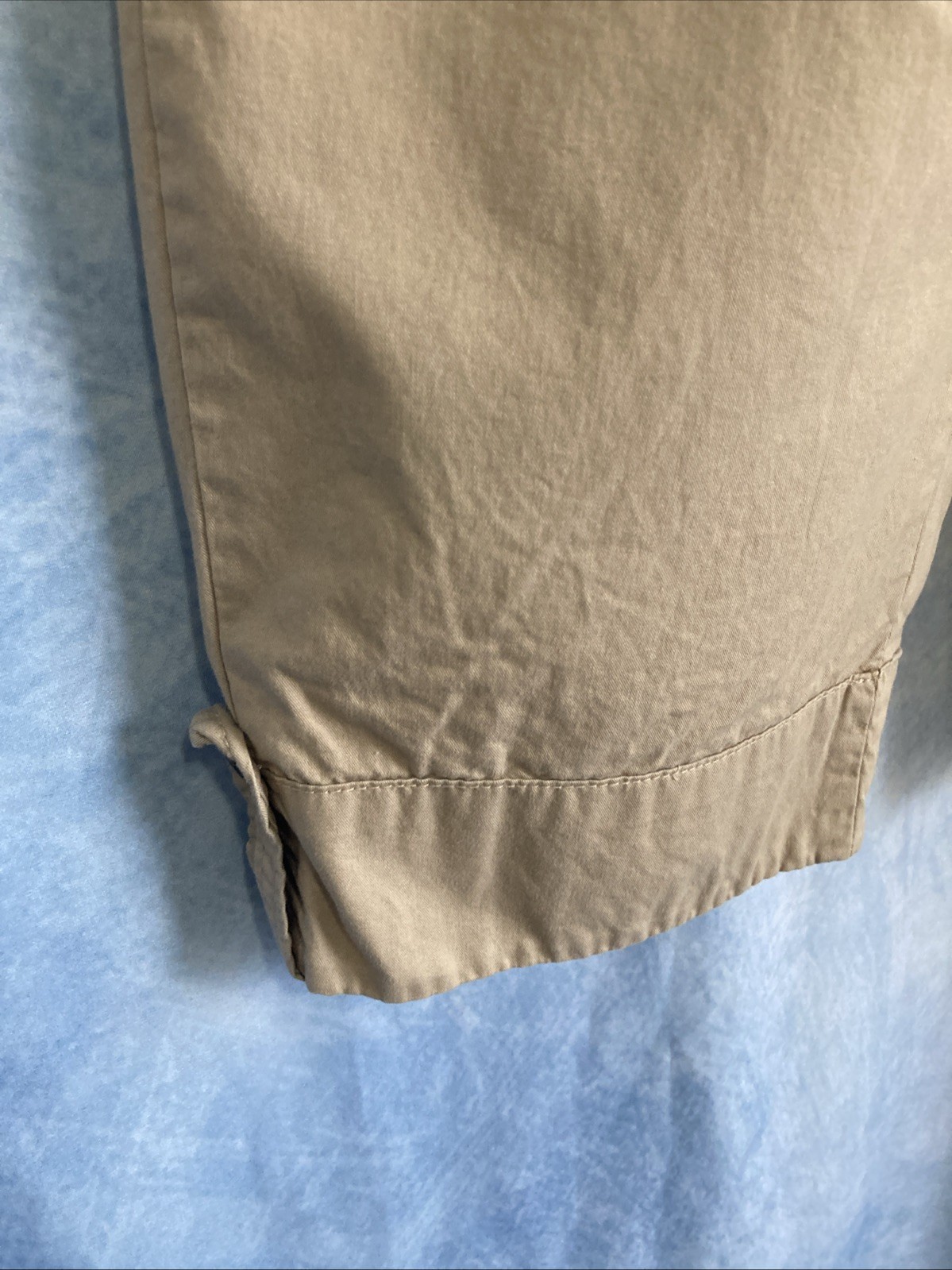 Vintage 90s Y2K Basic Editions Embroidered Khaki Capris Womens Small 100% Cotton
