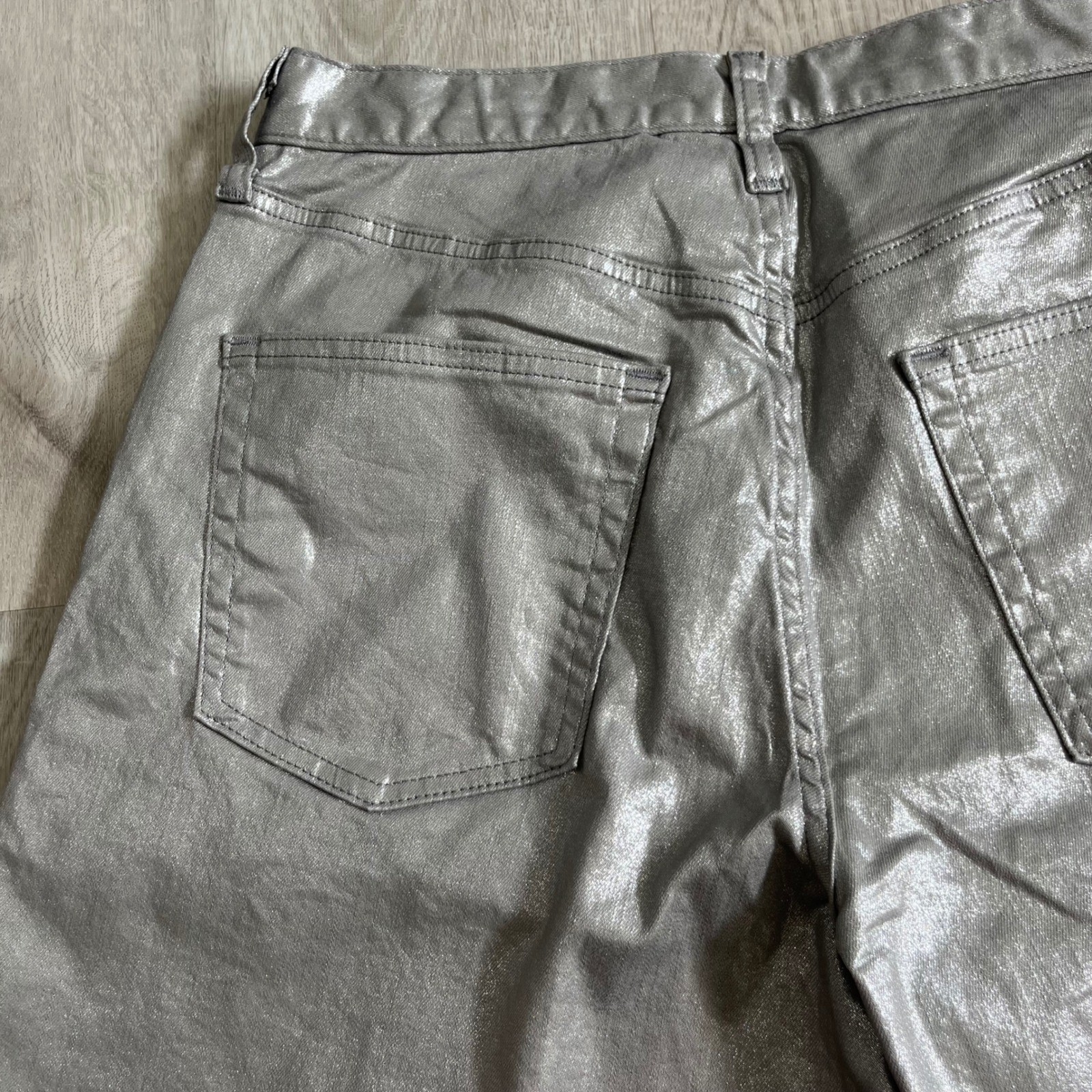GAP High Rise Jorts Denim Shorts Silver Co NWT Sz 28 Y2K Metallic Retro Coastal