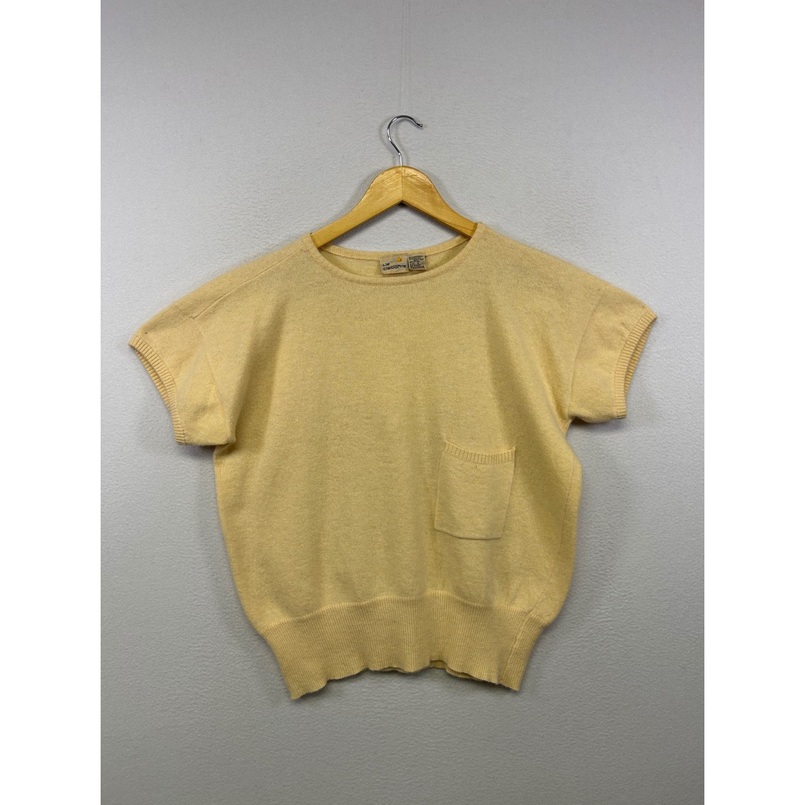 Liz Claiborne Vintage Coquette Grandmacore Womens S Yellow Angora Wool Sweater