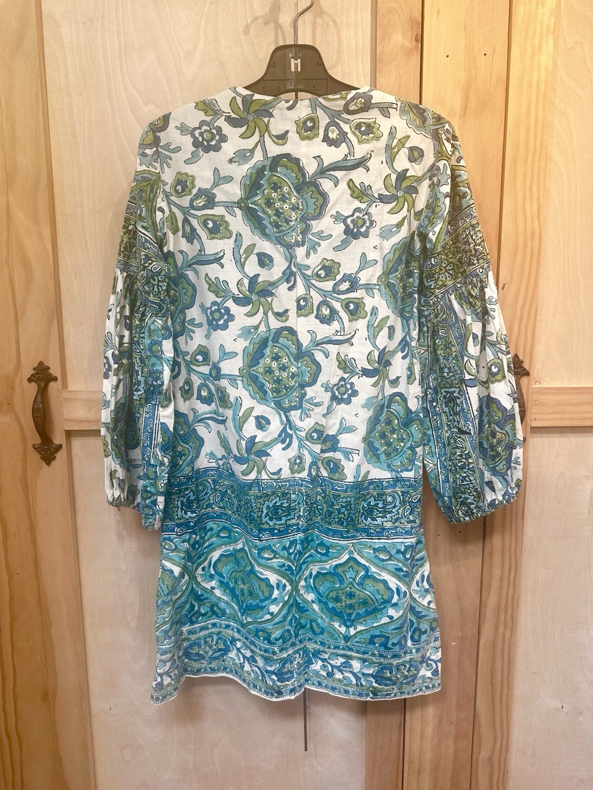 1968 Indian Block Print Balloon Sleeve Dress