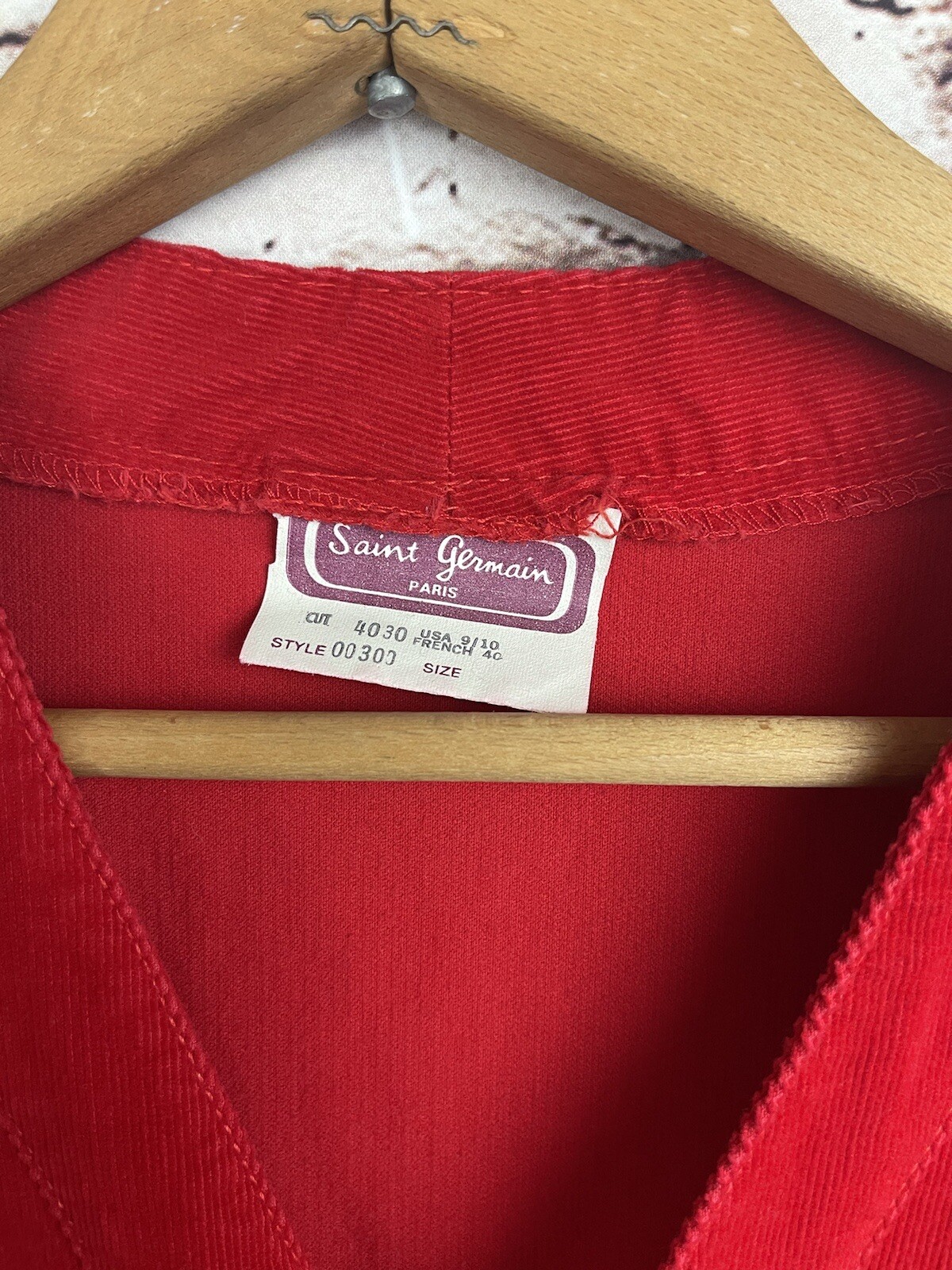 Vintage Couture Saint Germain Paris Red Jumpsuit Elastic Back 9/10 Med