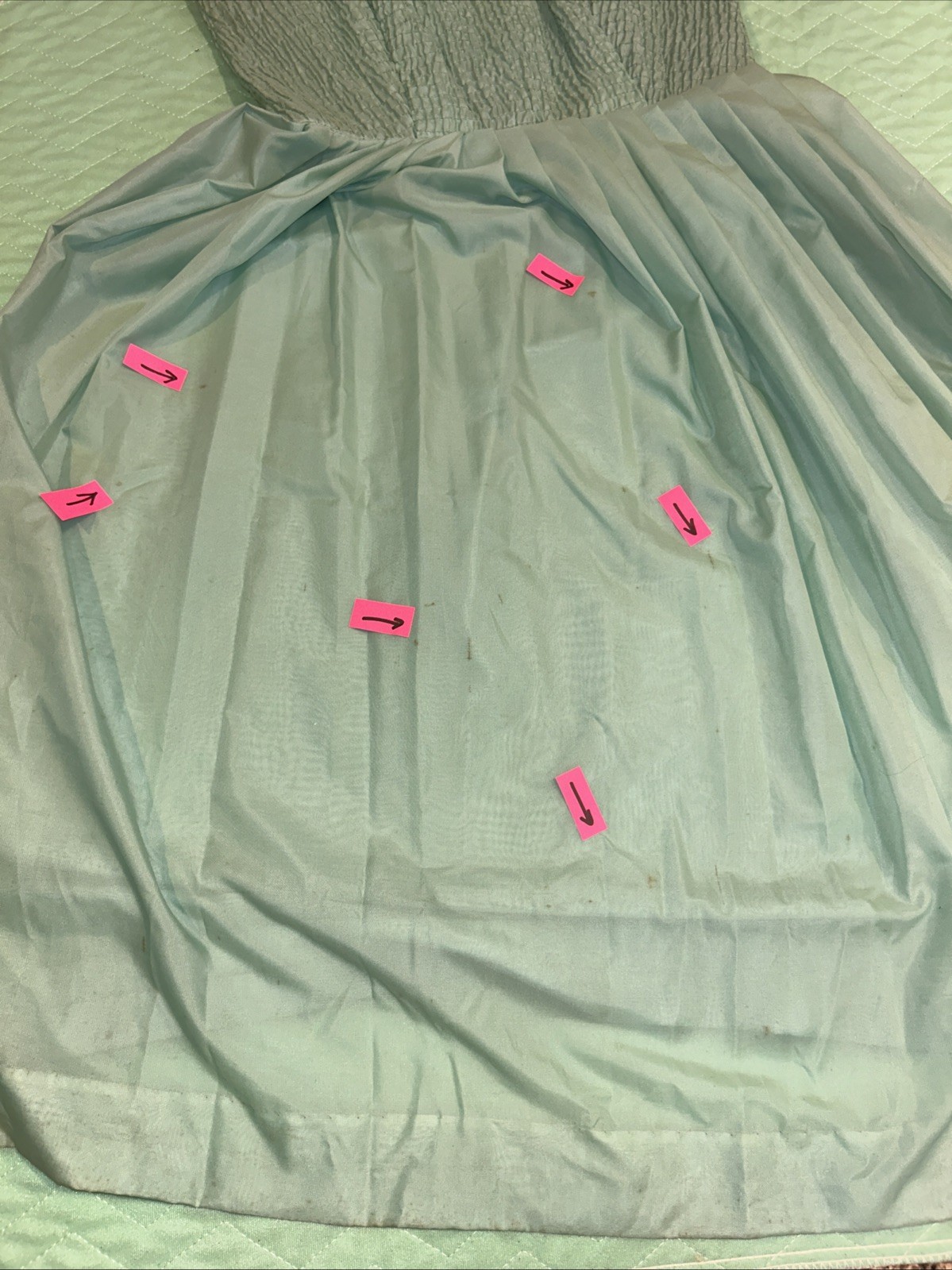 Vtg Women&rsquo;s 50s Sleeveless Seafoam Green Belted Party Dress Chiffon Pleats Sz 12