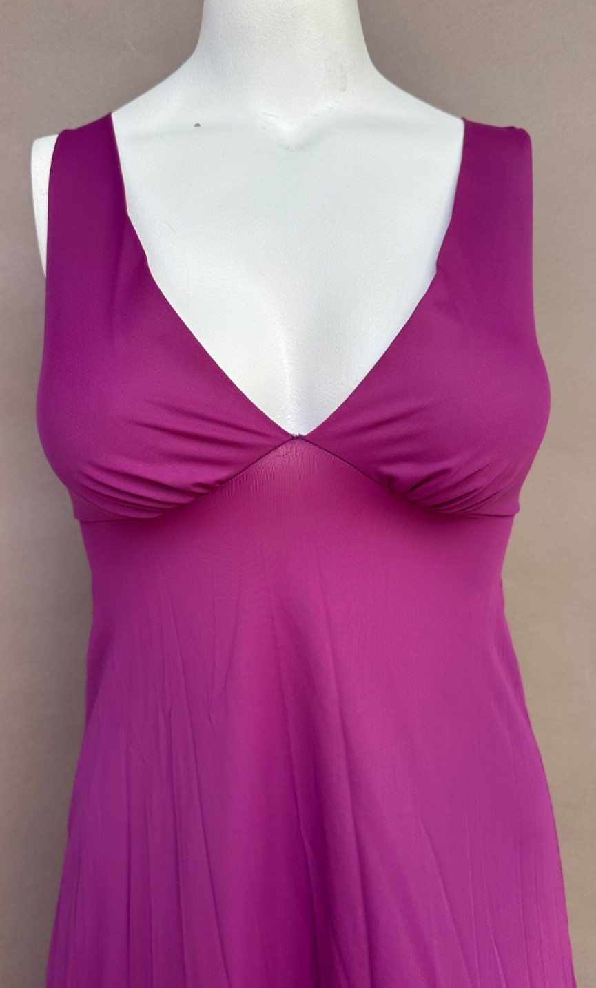 Vintage John Kloss Peignoir Set Small Purple Robe Nightgown Old Hollywood Glam