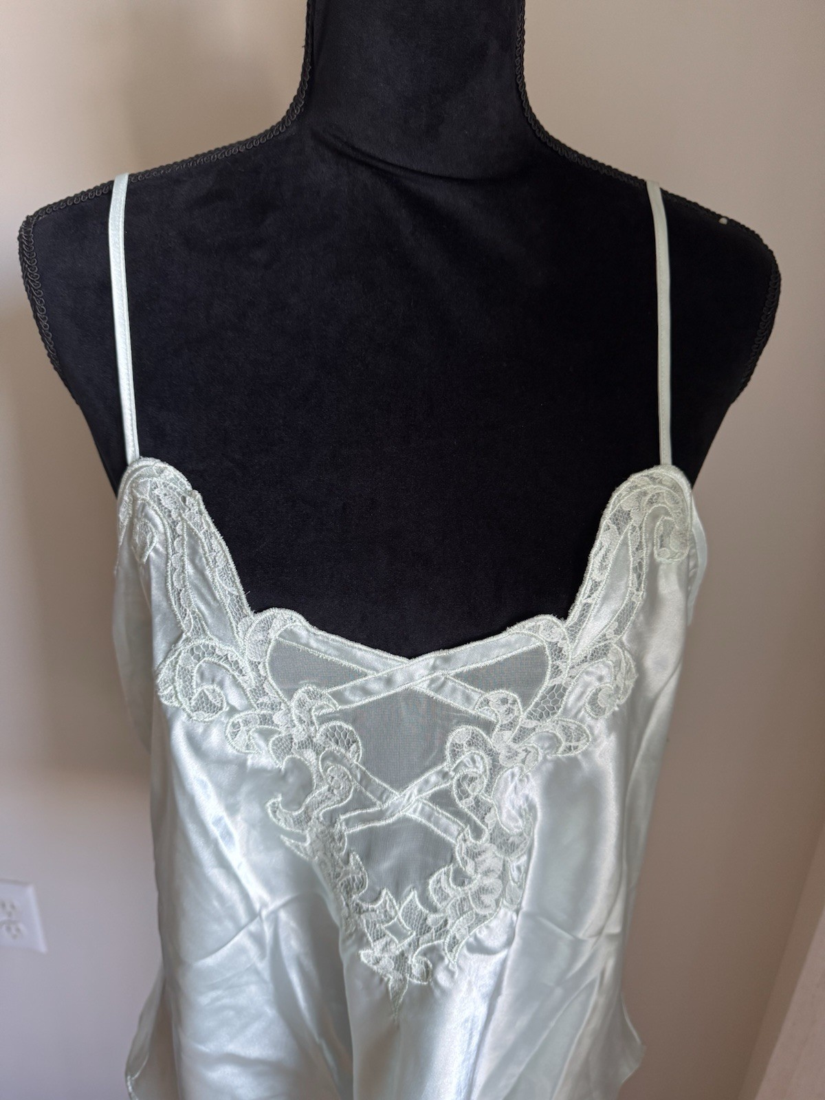 Vintage Delicates Satin Intimate Lingerie Top Camisole L Sage Adjustable Straps
