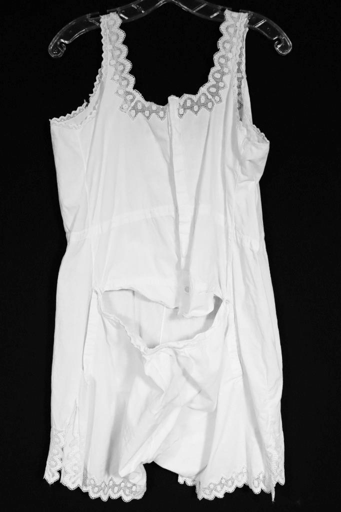 Antique Edwardian-1920&rsquo;s French White Cotton Slip Undergarment Large Exc Con